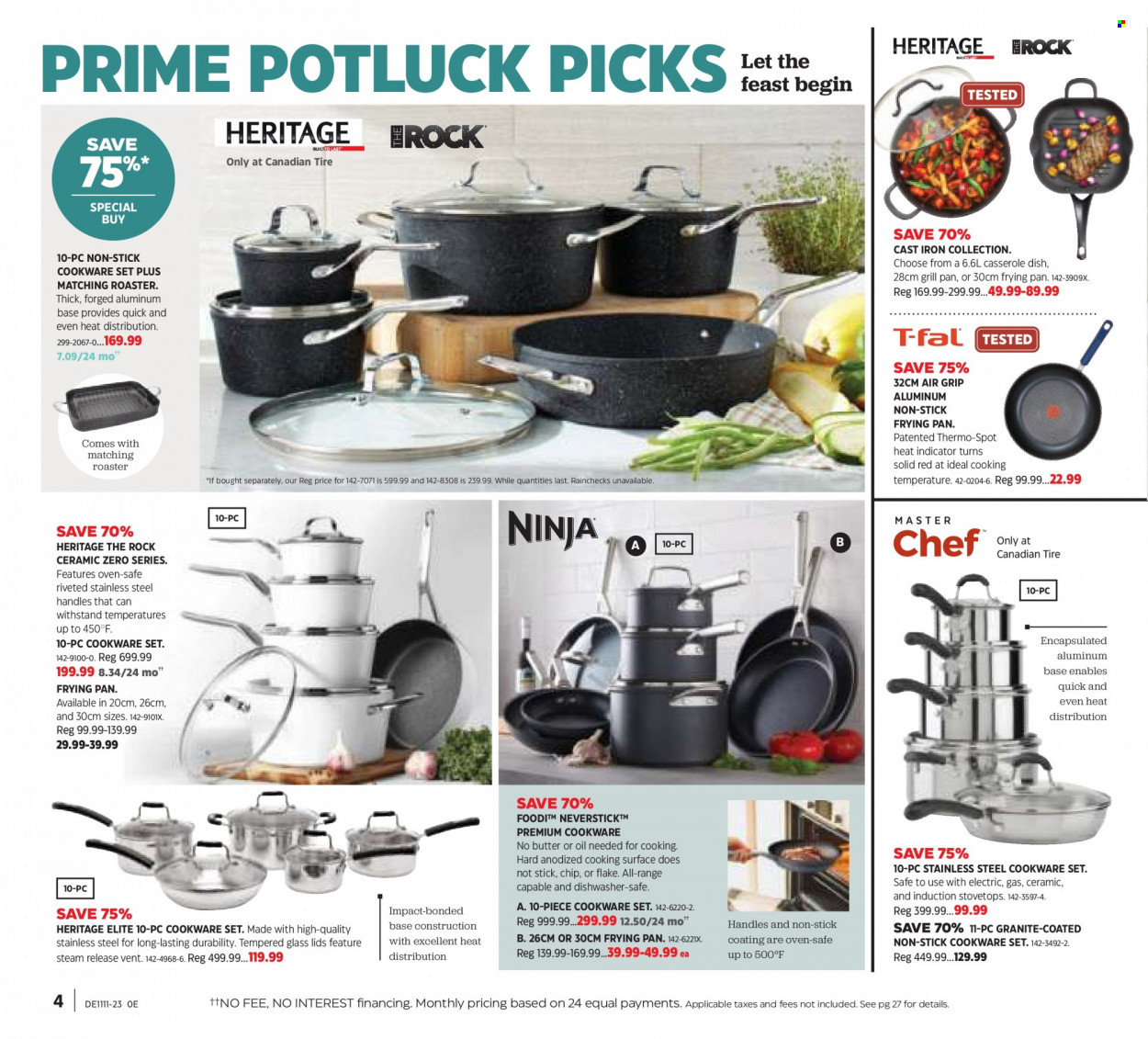 thumbnail - Canadian Tire Flyer - March 10, 2023 - March 30, 2023 - Sales products - cookware set, pan, grill pan, casserole, oven, dishwasher, roaster. Page 4.