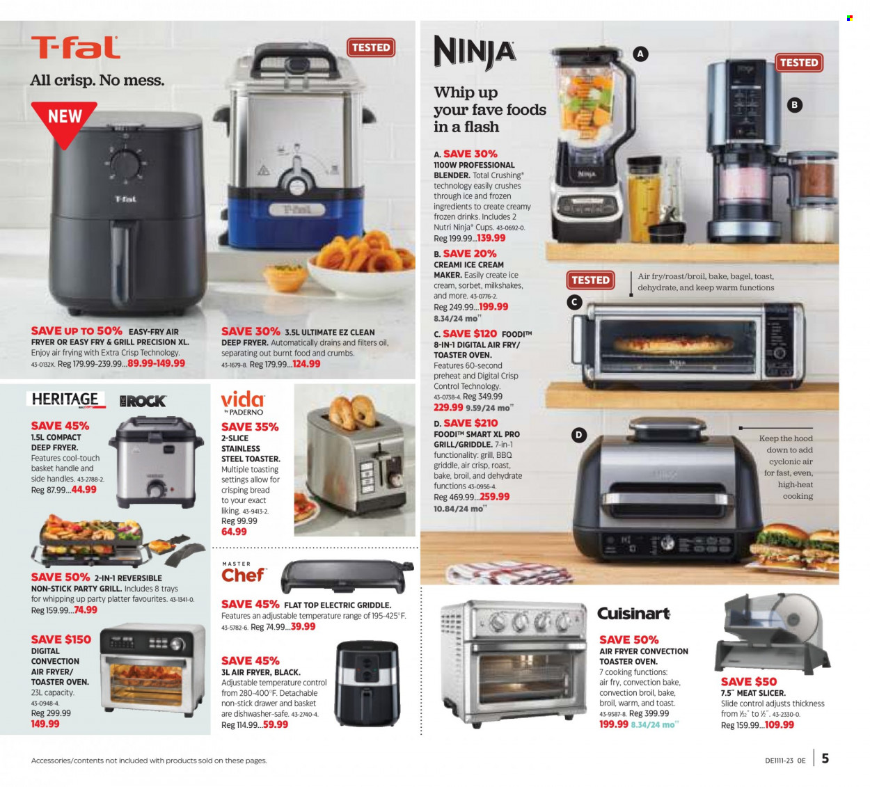 thumbnail - Canadian Tire Flyer - March 10, 2023 - March 30, 2023 - Sales products - slicer, cup, platters, dishwasher, deep fryer, air fryer, meat slicer, ice cream machine, blender. Page 5.