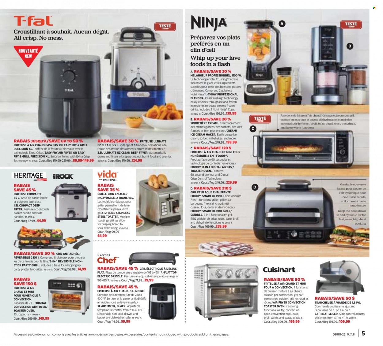 thumbnail - Canadian Tire Flyer - March 09, 2023 - March 29, 2023 - Sales products - slicer, cup, Cuisinart, platters, dishwasher, deep fryer, air fryer, meat slicer, ice cream machine, blender. Page 5.