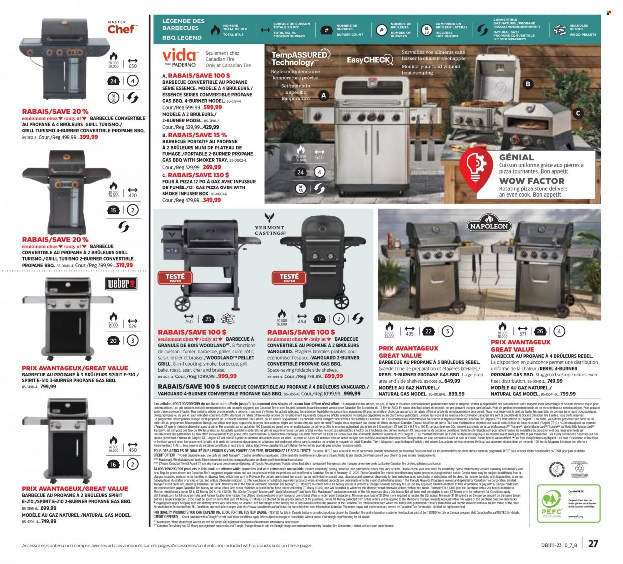 thumbnail - Canadian Tire Flyer - March 09, 2023 - March 29, 2023 - Sales products - pot, presenter, paper, book, pizza oven, oven, vest, grill, smoker, Weber, pellet grill. Page 24.