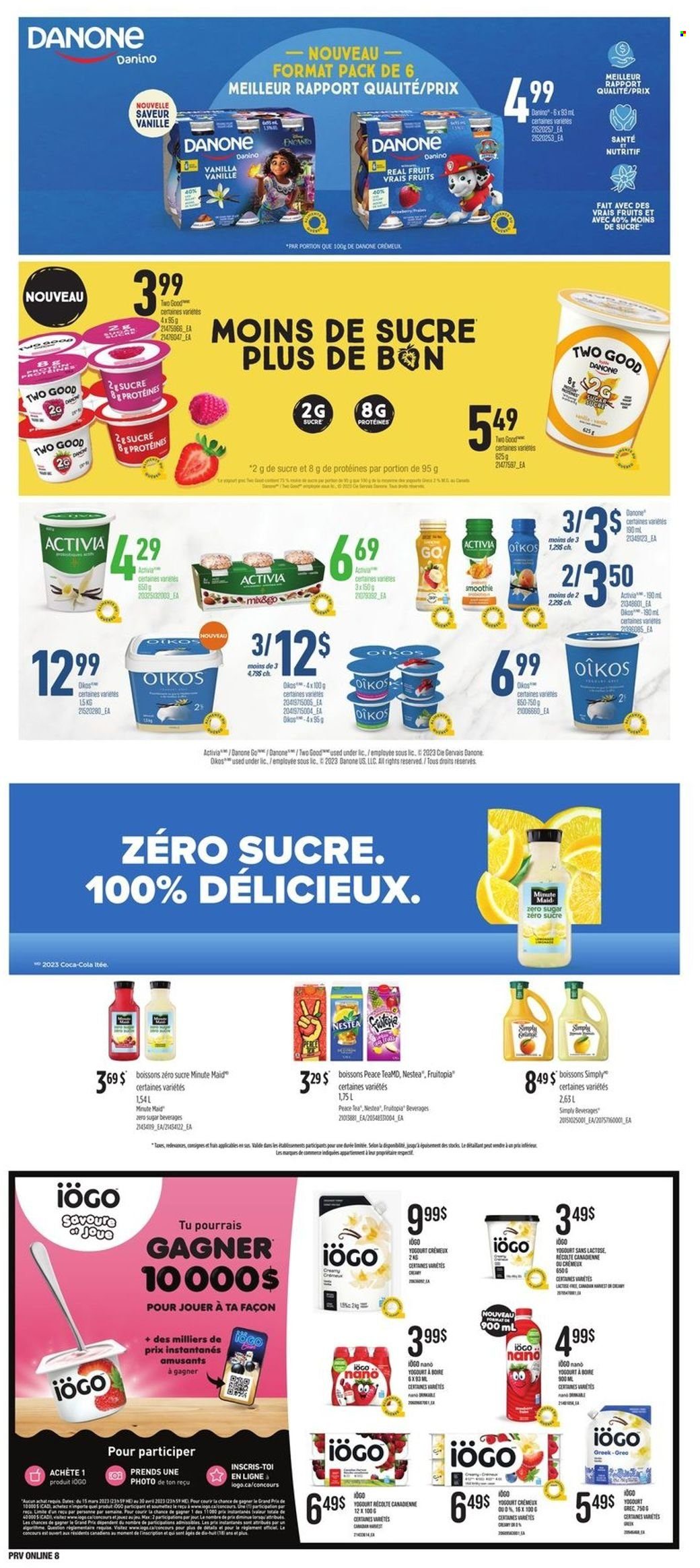 thumbnail - Provigo Flyer - March 16, 2023 - March 22, 2023 - Sales products - yoghurt, Activia, Oikos, Mars, fruit punch, smoothie, tea, Danone. Page 16.