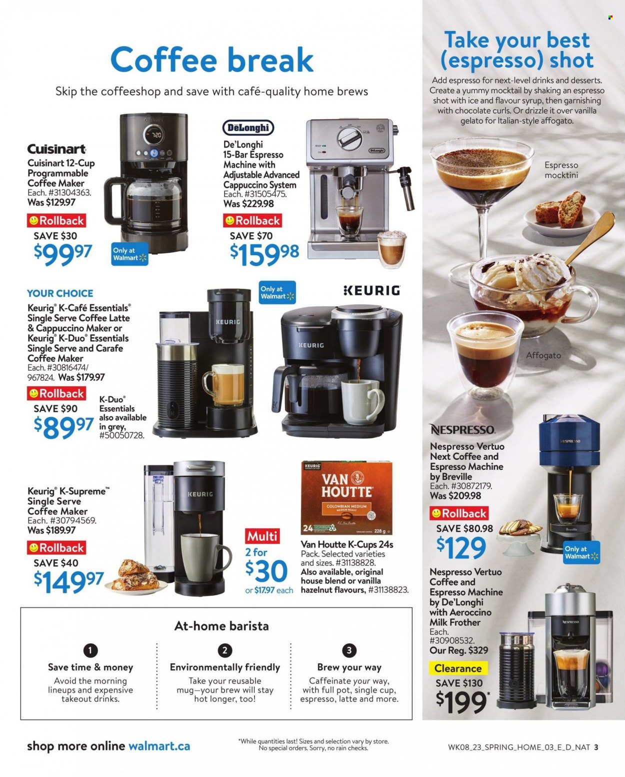 thumbnail - Circulaire Walmart - 16 Mars 2023 - 12 Avril 2023 - Produits soldés - café, carafe, DeLonghi, Skip, mug, Keurig. Page 3.