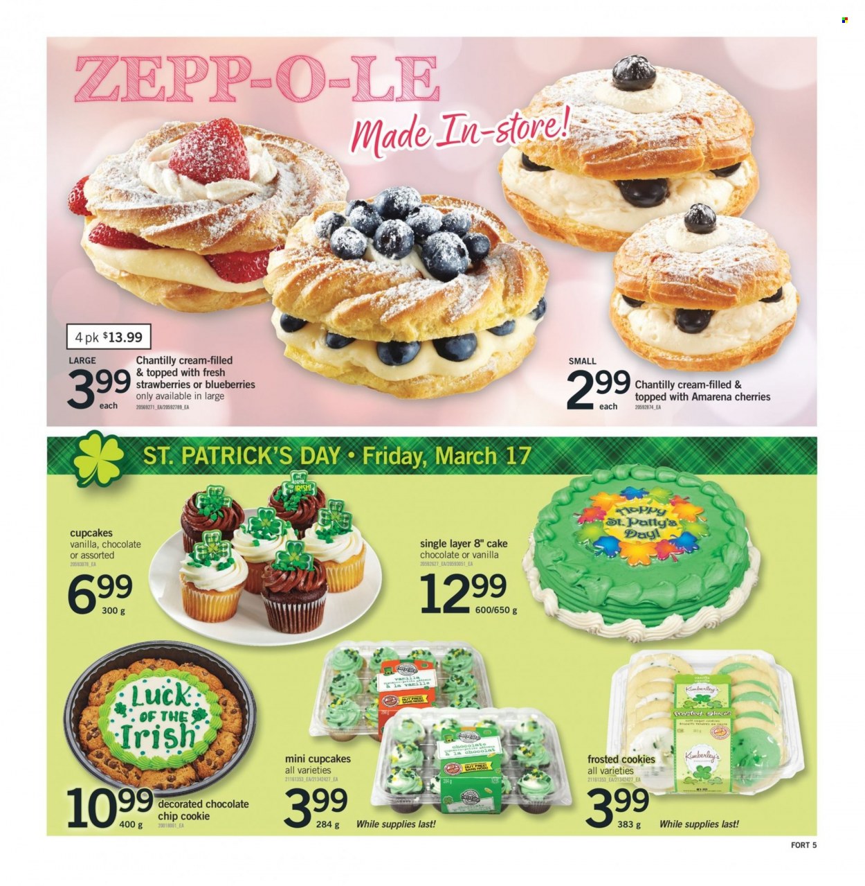thumbnail - Fortinos Flyer - March 16, 2023 - March 22, 2023 - Sales products - cake, cupcake, blueberries, strawberries, cherries, cookies, chocolate chips, biscuit, hook. Page 6.