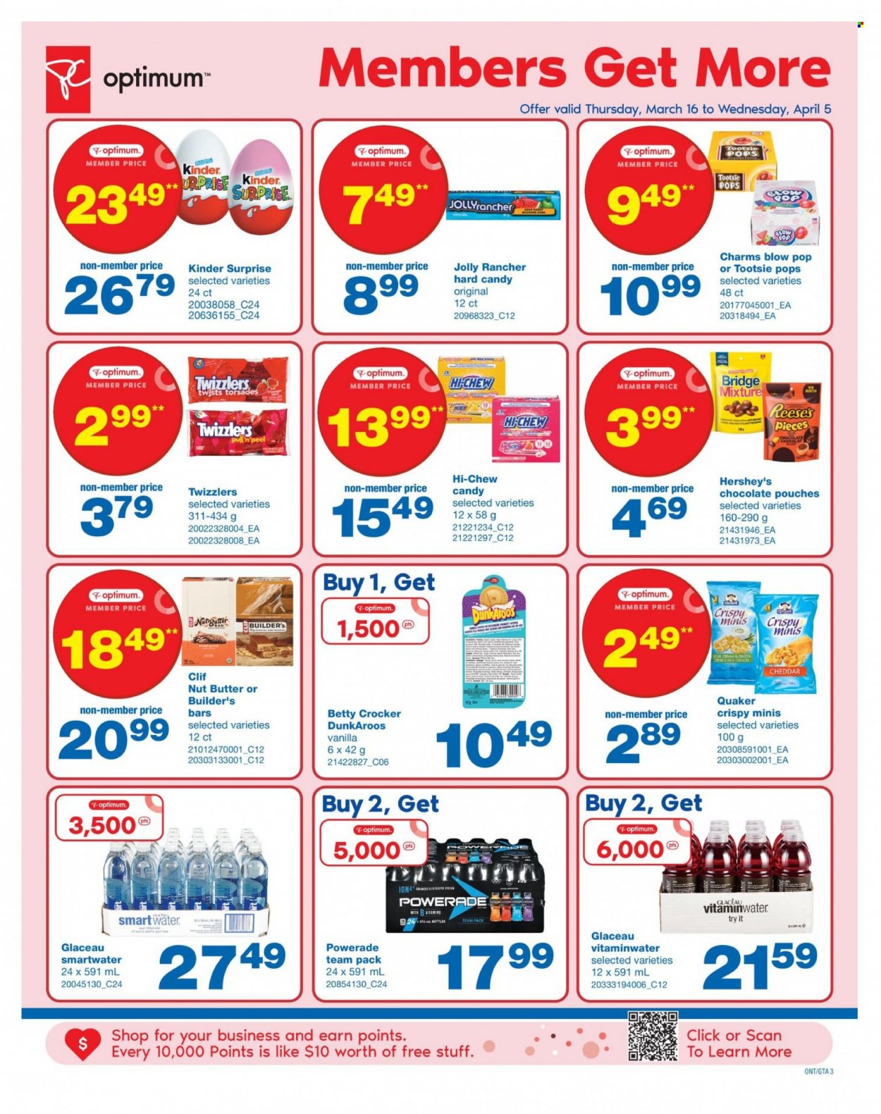 thumbnail - Wholesale Club Flyer - March 16, 2023 - April 05, 2023 - Sales products - Quaker, cheddar, cheese, Reese's, Hershey's, Kinder Surprise, nut butter, Powerade, Smartwater. Page 3.