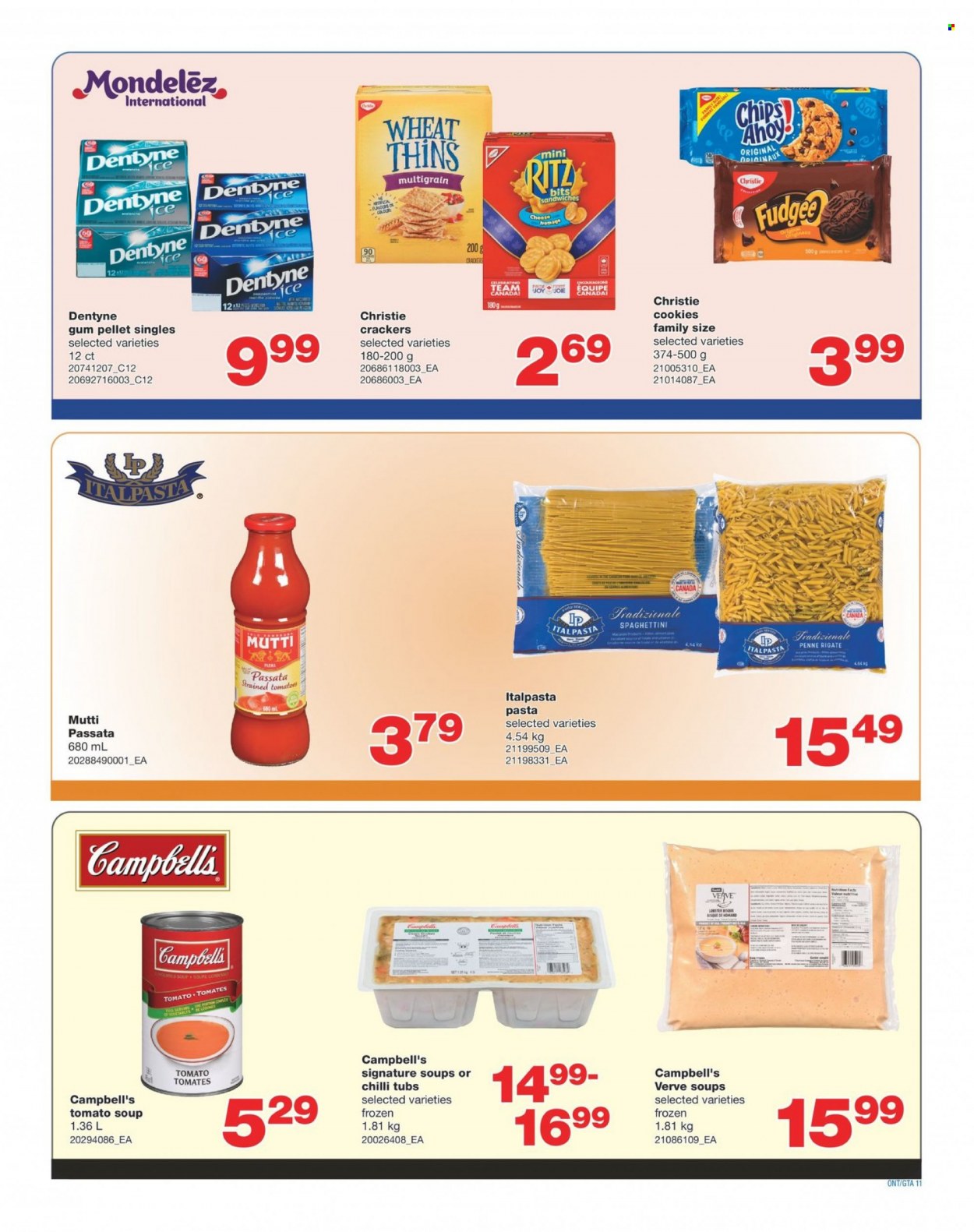thumbnail - Wholesale Club Flyer - March 16, 2023 - April 05, 2023 - Sales products - lobster, Campbell's, tomato soup, sandwich, soup, pasta, Ola, cookies, crackers, RITZ, Thins, penne, Joy. Page 11.