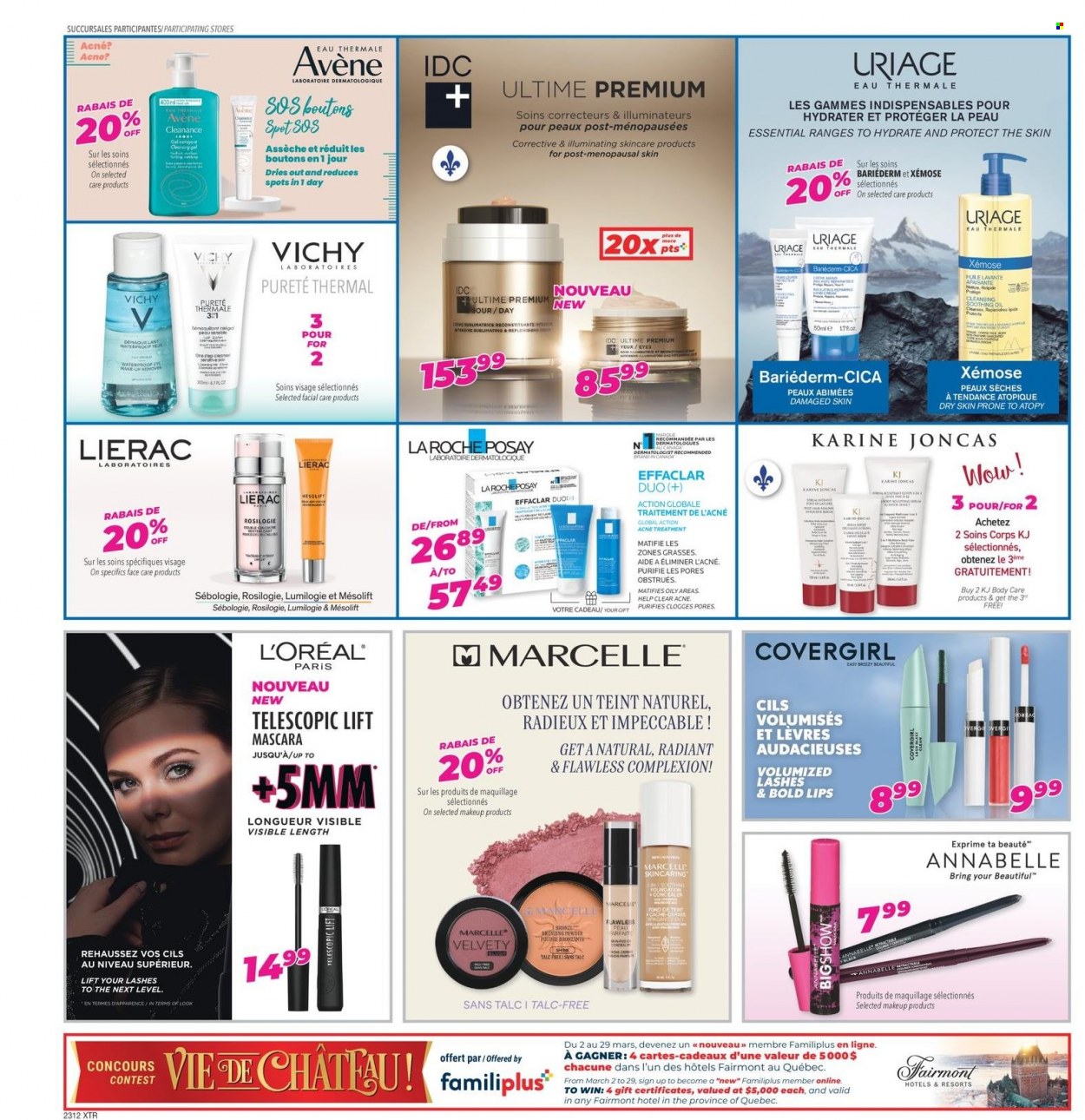 thumbnail - Familiprix Extra Flyer - March 16, 2023 - March 22, 2023 - Sales products - Mars, oil, Vichy, L’Oréal, La Roche-Posay, makeup, mascara, bronzing powder. Page 13.