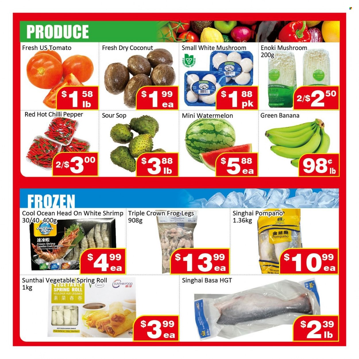 thumbnail - Jian Hing Supermarket Flyer - March 17, 2023 - March 23, 2023 - Sales products - mushrooms, watermelon, coconut, pompano, shrimps, pepper. Page 3.