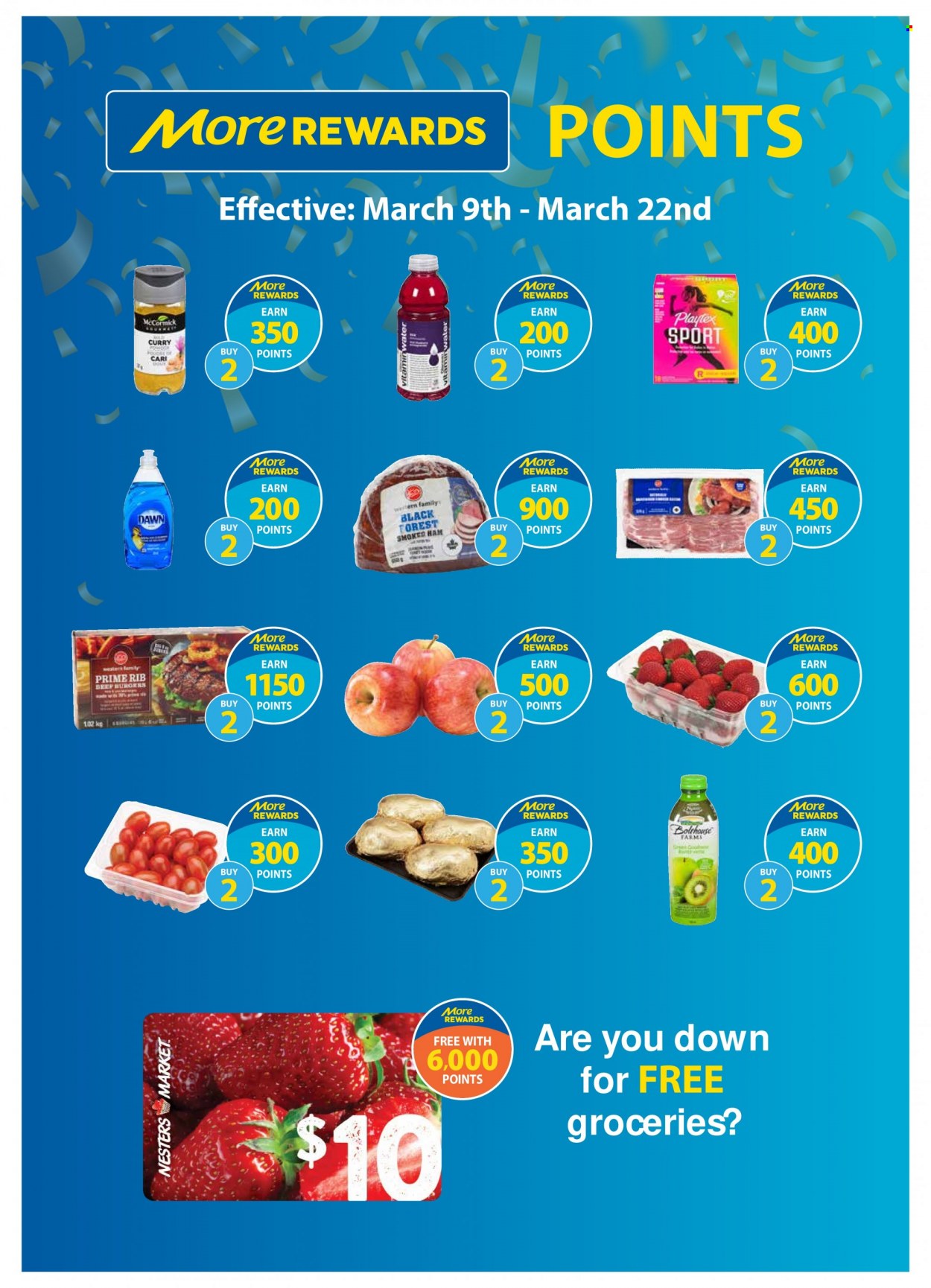 thumbnail - Nesters Food Market Flyer - March 16, 2023 - March 22, 2023 - Sales products - Dole, hamburger, ham, smoked ham, vitamin water, water, Playtex. Page 7.