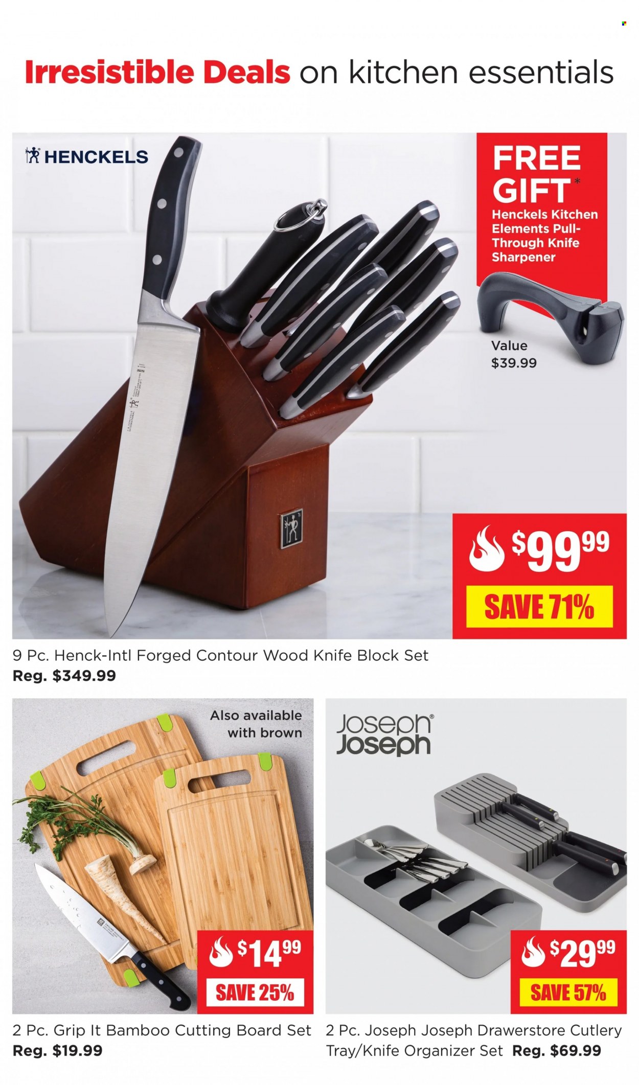 thumbnail - Kitchen Stuff Plus Flyer - March 20, 2023 - March 26, 2023 - Sales products - knife, cutting board, sharpener, knife block, knife sharpener. Page 2.