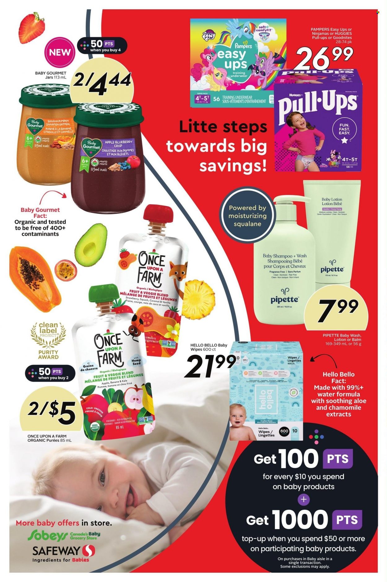 thumbnail - Sobeys Flyer - March 23, 2023 - March 29, 2023 - Sales products - oatmeal, cinnamon, water, Purity, wipes, Pampers, baby wipes, body lotion, eau de parfum, jar, plant seeds, shampoo, Huggies. Page 20.