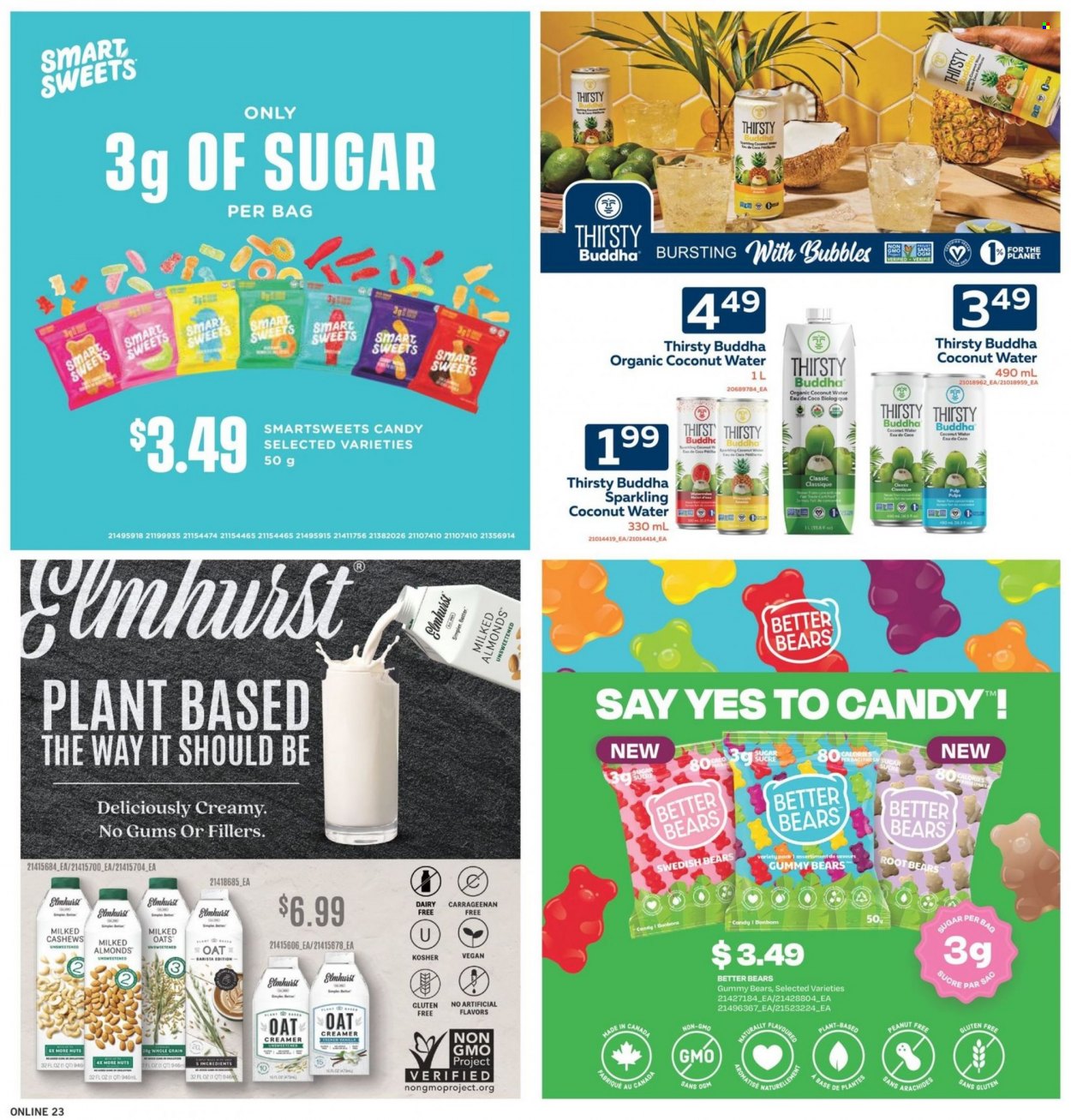 thumbnail - Fortinos Flyer - March 23, 2023 - March 29, 2023 - Sales products - Flora, creamer, sugar, oats, almonds, cashews, water, bag. Page 22.