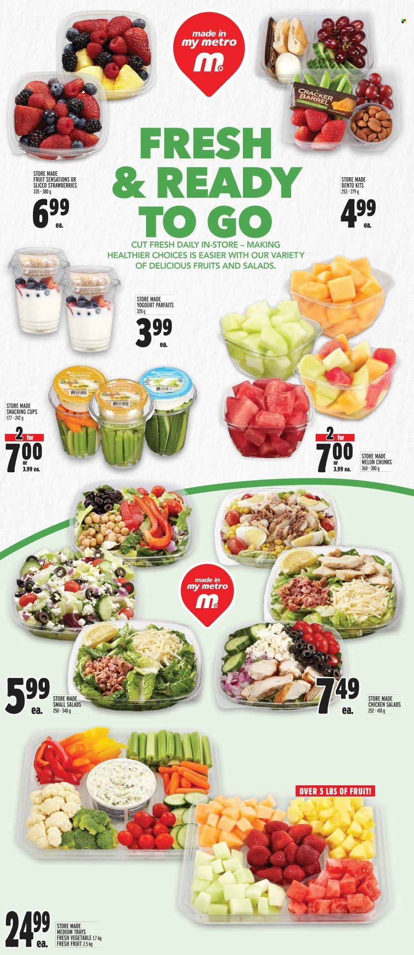 thumbnail - Metro Flyer - March 23, 2023 - March 29, 2023 - Sales products - strawberries, melons, crackers, chicken, cup. Page 4.