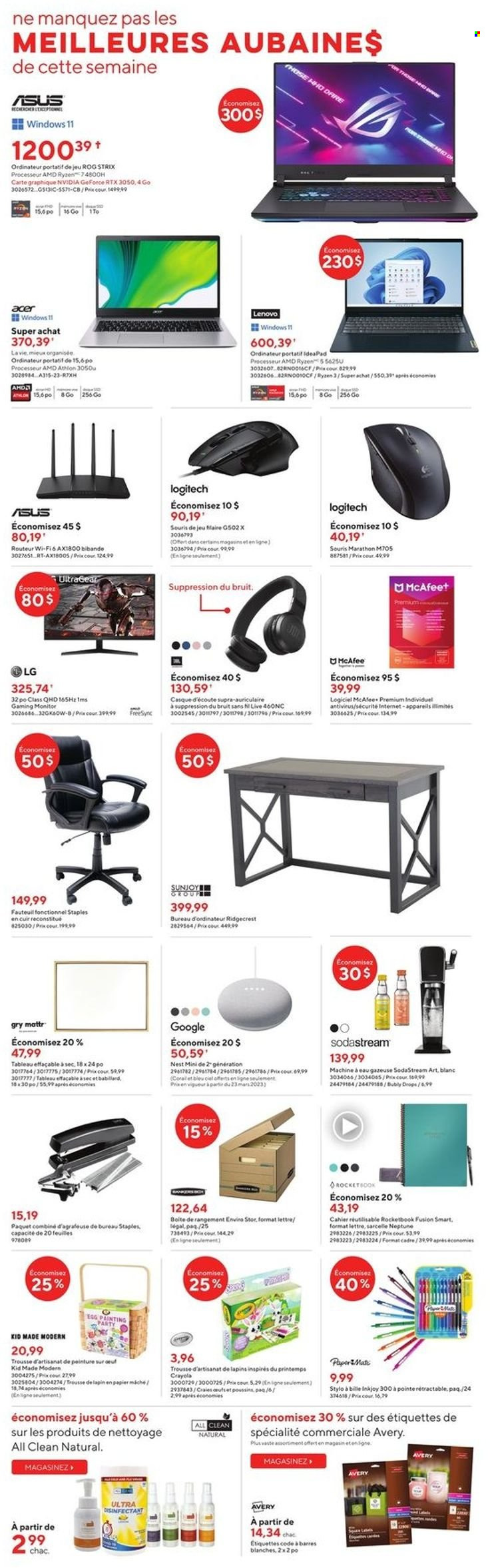 thumbnail - Bureau en Gros Flyer - March 22, 2023 - March 28, 2023 - Sales products - anti-virus, SodaStream, crayons, Paper Mate, rog strix, GeForce, Ryzen, Logitech, monitor, Acer, Asus, Lenovo, LG, desinfection. Page 2.