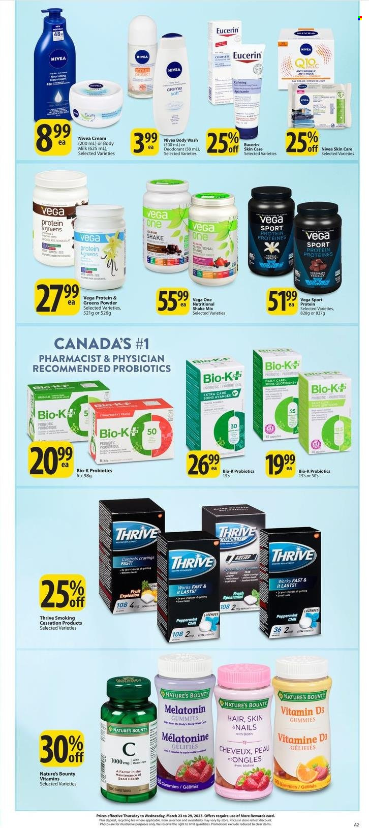 thumbnail - Circulaire Save-On-Foods - 23 Mars 2023 - 29 Mars 2023 - Produits soldés - Nivea, Eucerin, desodorisant, déodorant. Page 13.
