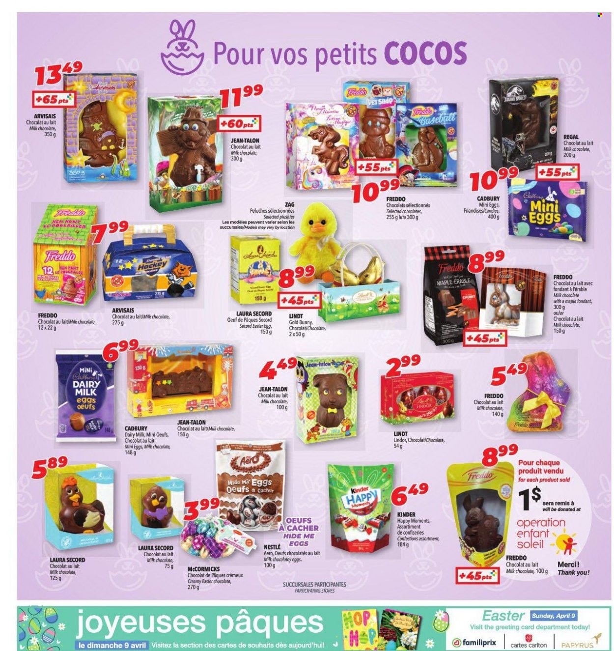 thumbnail - Familiprix Extra Flyer - March 23, 2023 - March 29, 2023 - Sales products - milk chocolate, chocolate, easter egg, Cadbury, Merci, Dairy Milk, chocolate egg, Nestlé, Lindt, Lindor. Page 3.