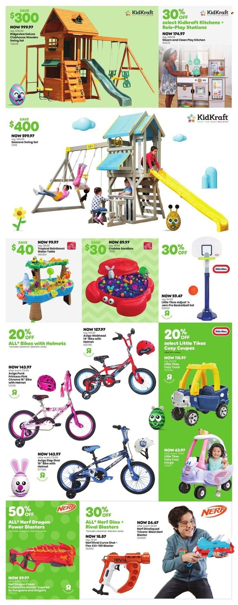 thumbnail - Toys''R''Us Flyer - March 23, 2023 - April 05, 2023 - Sales products - table, basketball, helmet, bicycle, princess, KidKraft, Little Tikes, swing set, Nerf. Page 4.