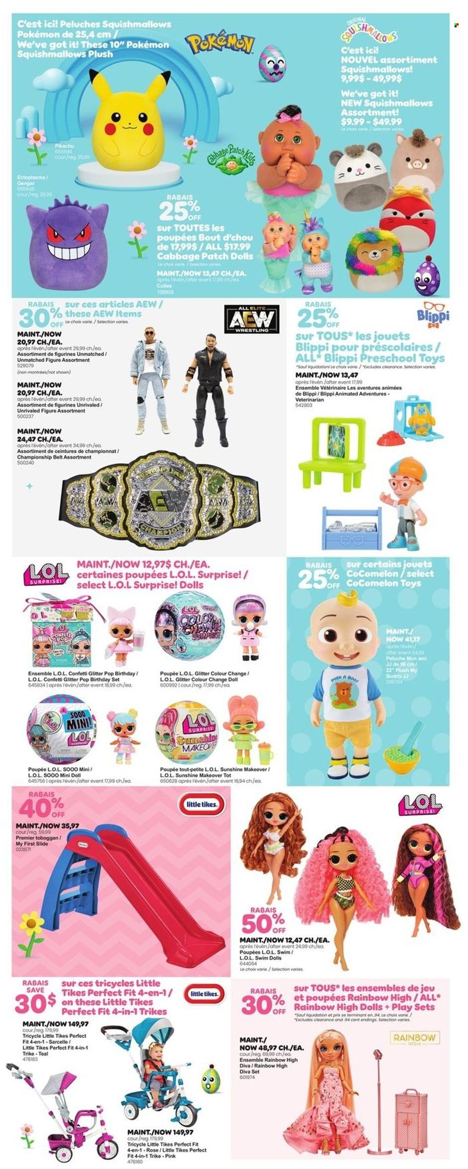 thumbnail - Circulaire Toys''R''Us - 23 Mars 2023 - 05 Avril 2023 - Produits soldés - ceinture, poupée, peluche, figurine, L.O.L. Surprise, Pokémon, toboggan, tricycle. Page 3.