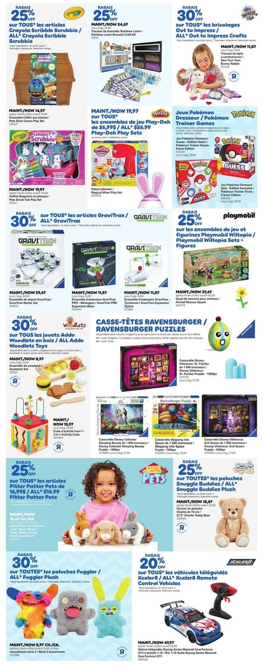 thumbnail - Toys''R''Us Flyer - March 23, 2023 - April 05, 2023 - Sales products - Disney, Guess, Pokémon, rabbit, Rainbow Loom, play set, toys, Ravensburger, teddy, robot, Play-doh, Playmobil, puzzle, gravitrax. Page 5.