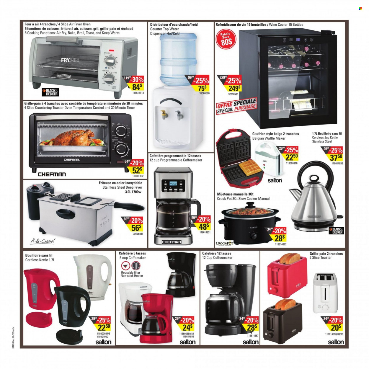 thumbnail - Hart Stores Flyer - March 22, 2023 - March 28, 2023 - Sales products - water, wine, pot, cup, Chefman, deep fryer, slow cooker, CrockPot, waffle maker, kettle, heater. Page 3.