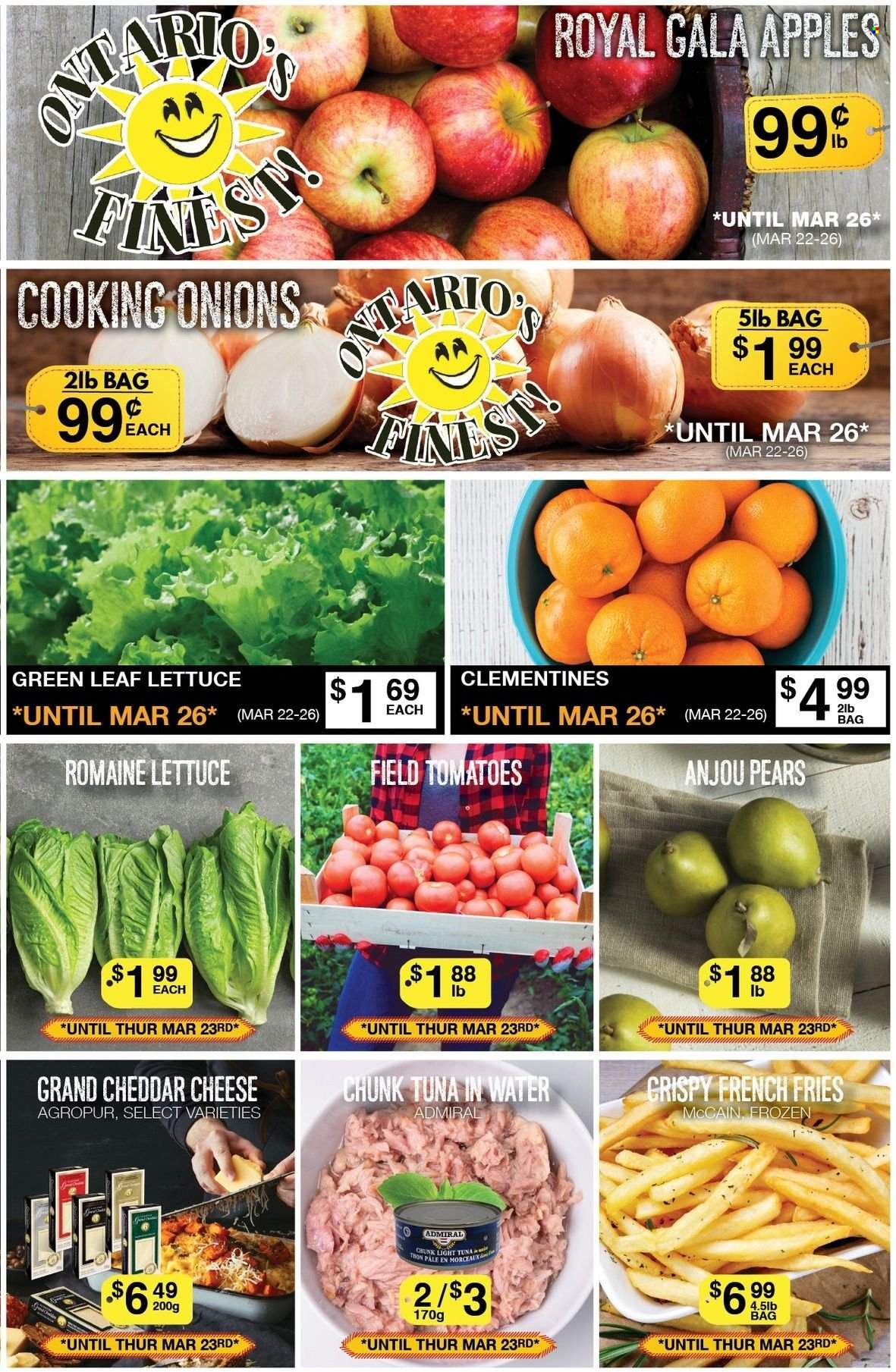 thumbnail - Lococo's Flyer - March 22, 2023 - March 26, 2023 - Sales products - tomatoes, lettuce, apples, clementines, Gala, pears, McCain, potato fries, french fries, tuna, tuna in water, light tuna. Page 2.