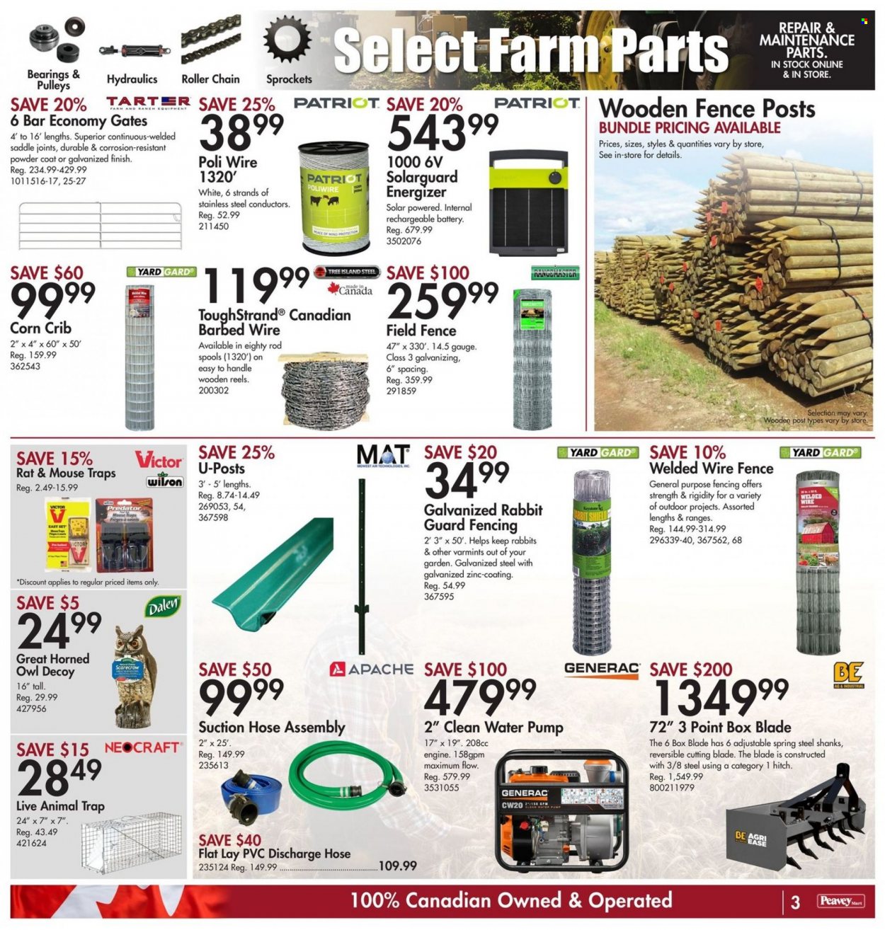 thumbnail - Peavey Mart Flyer - March 24, 2023 - March 30, 2023 - Sales products - mouse trap, rechargeable battery, mouse, rabbit, Victor, Wilson, water pump, roller, pump, barbed wire, Energizer. Page 3.