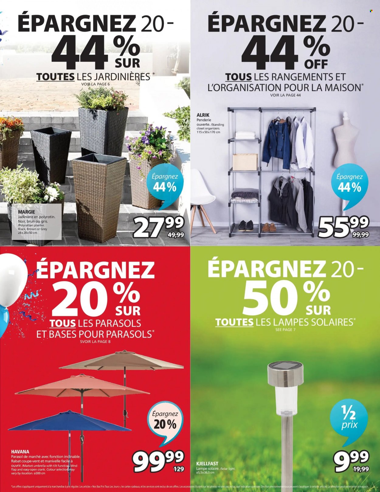 thumbnail - JYSK Flyer - March 23, 2023 - March 29, 2023 - Sales products - closet system, umbrella, solar light, sun shade, plant pot. Page 3.