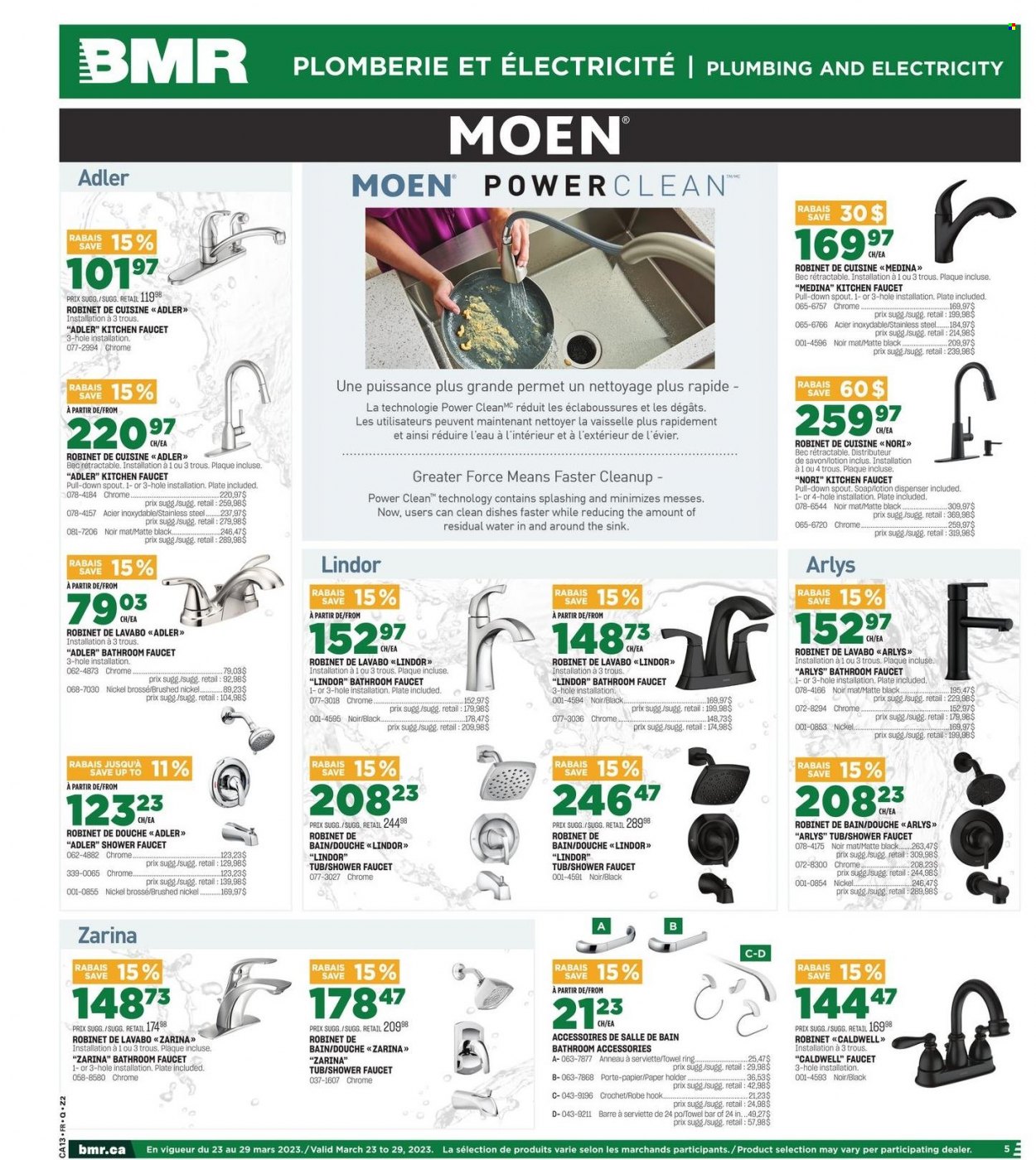 thumbnail - BMR Flyer - March 23, 2023 - March 29, 2023 - Sales products - towel, holder, faucet, sink, hook, Lindor. Page 5.