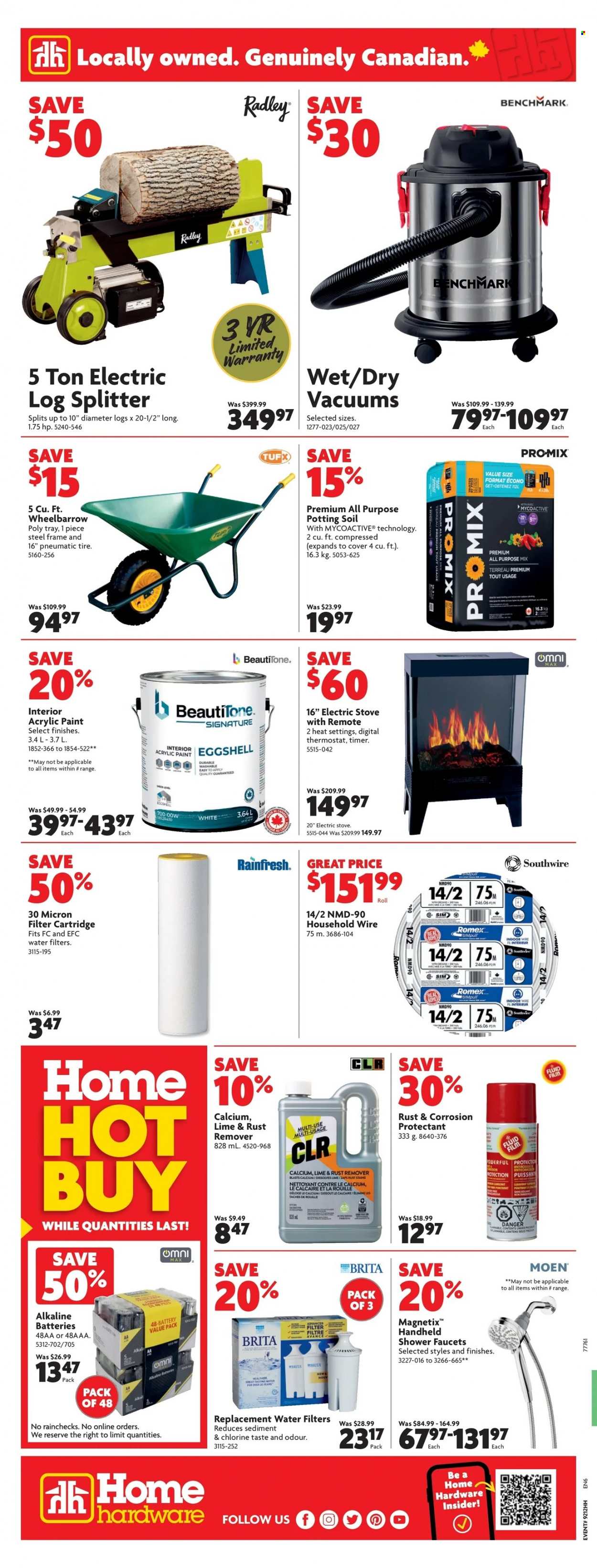 thumbnail - Home Hardware Flyer - March 23, 2023 - March 29, 2023 - Sales products - paint, timer, stove, log splitter, wheelbarrow, battery. Page 2.