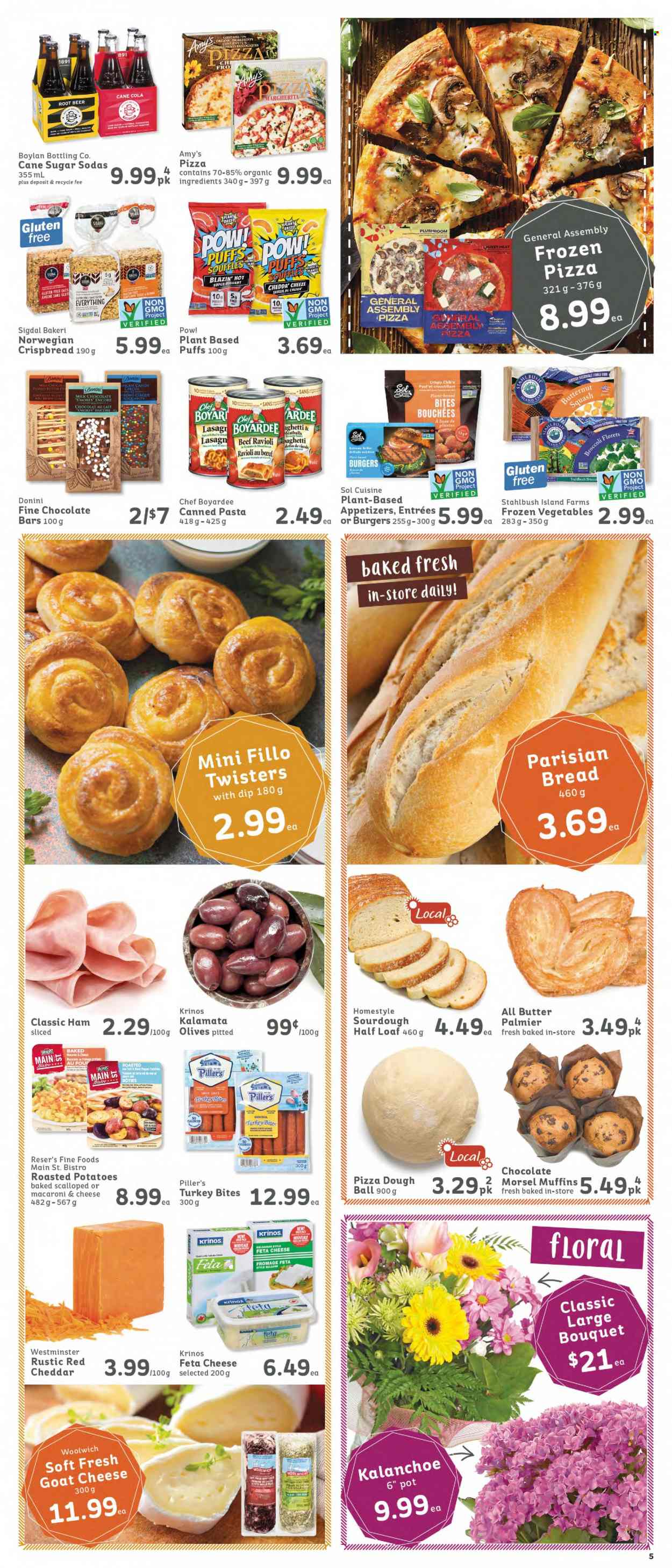 thumbnail - Circulaire IGA Simple Goodness - 24 Mars 2023 - 30 Mars 2023 - Produits soldés - bouchées, palmier, butternut, pommes de terre, viande, pizza, ravioli, féta, pâtes, quinoa, macaroni, Coca-Cola. Page 5.