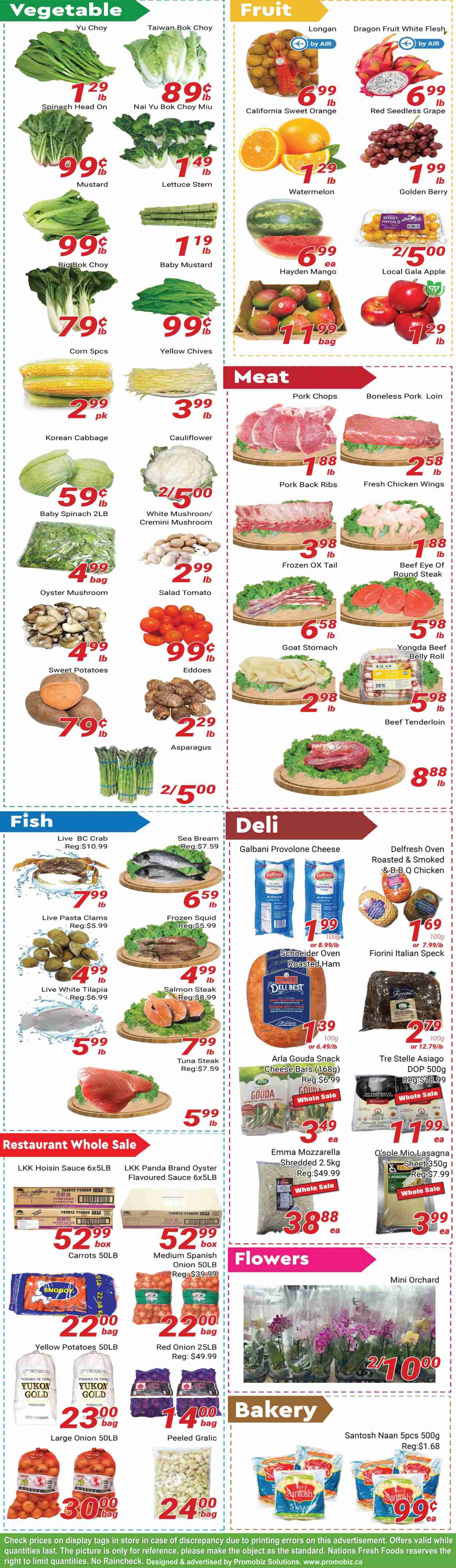 thumbnail - Circulaire Nations Fresh Foods - 24 Mars 2023 - 30 Mars 2023 - Produits soldés - asperge, pommes de terre, steak, tilapia, jambon, fromage, mozzarella, sauce hoisin. Page 2.