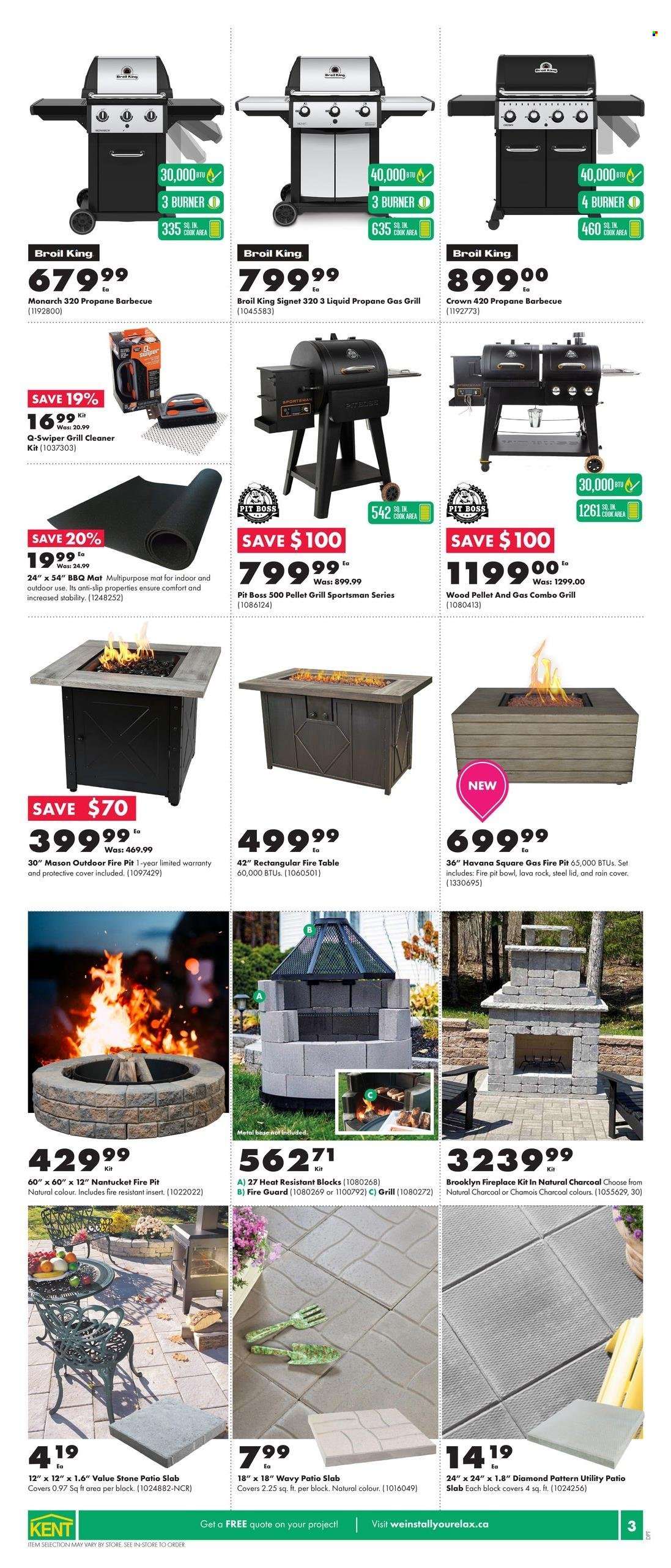 thumbnail - Kent Flyer - March 30, 2023 - April 05, 2023 - Sales products - cleaner, lid, table, fireplace, gas grill, grill, pellet grill, grill cleaner, fire bowl, beer. Page 3.