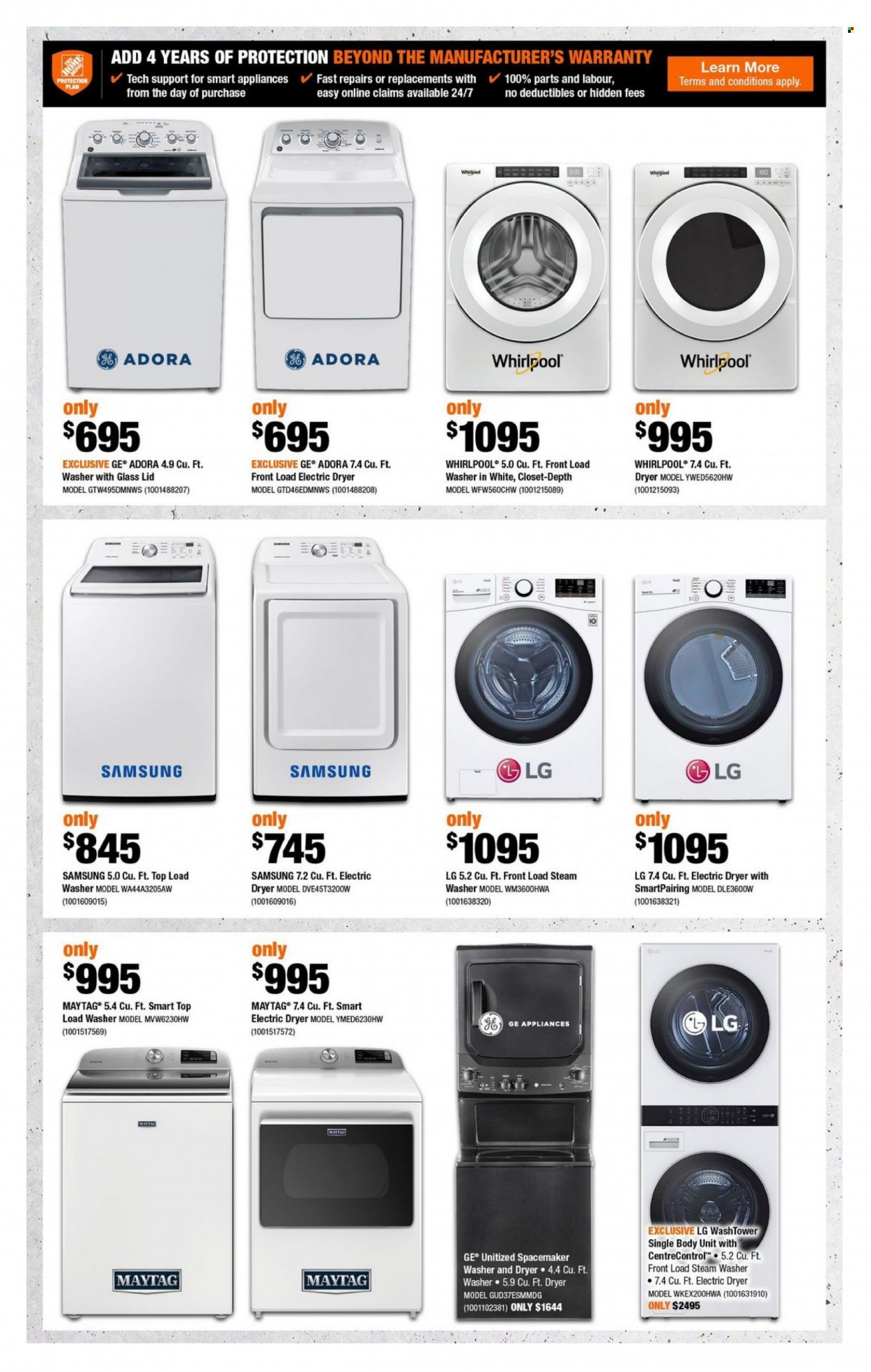 thumbnail - The Home Depot Flyer - March 30, 2023 - April 05, 2023 - Sales products - lid, Samsung, Whirlpool, Maytag, washer & dryer, washing machine, electric dryer, closet system, LG. Page 18.