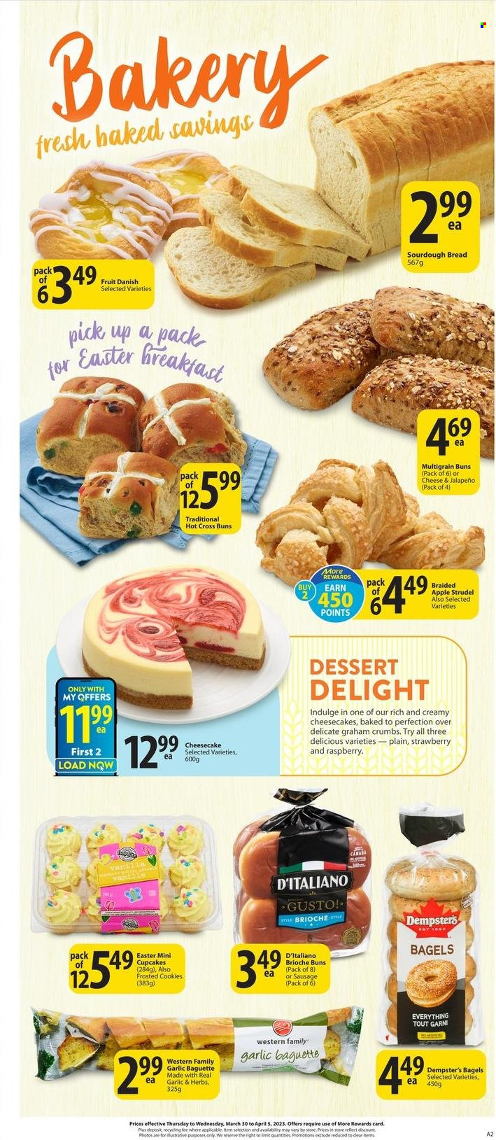 thumbnail - Circulaire Save-On-Foods - 30 Mars 2023 - 05 Avril 2023 - Produits soldés - brioche, baguette, dessert, cookies. Page 4.
