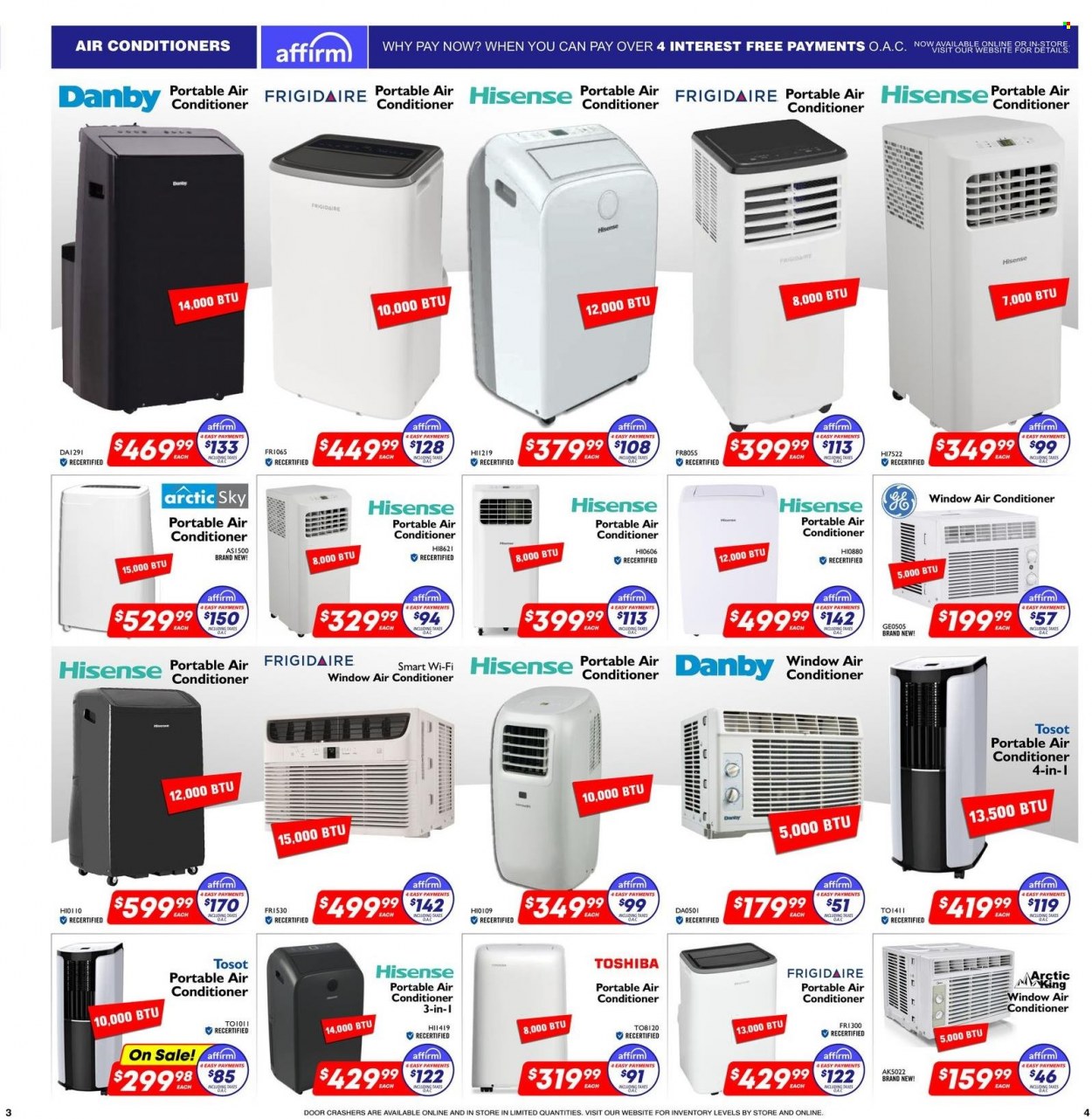 thumbnail - Factory Direct Flyer - March 29, 2023 - April 04, 2023 - Sales products - cake, Hisense, Danby, air conditioner, portable air conditioner, Toshiba. Page 4.