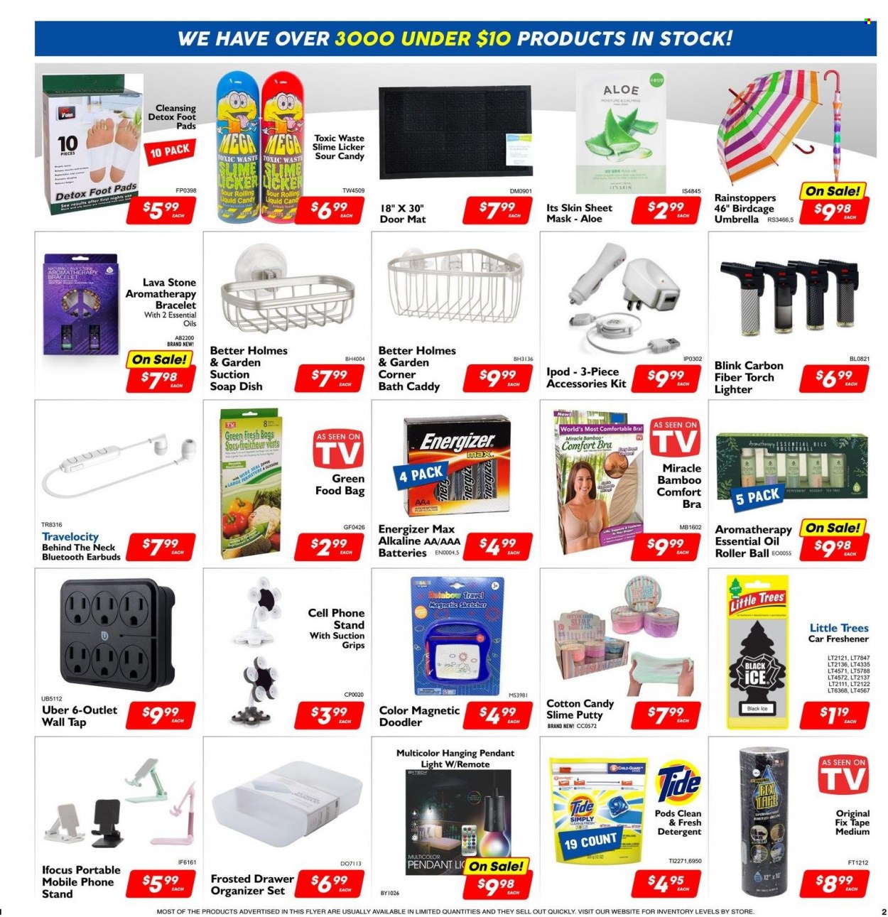 thumbnail - Factory Direct Flyer - March 25, 2023 - April 25, 2023 - Sales products - cotton candy, Tide, soap dish, bath caddy, bag, essential oils, battery, AAA batteries, bird cage, phone, mobile phone, cell phone, earbuds, roller, tops, door mat, Slime, torch, bra, detergent, Energizer. Page 2.