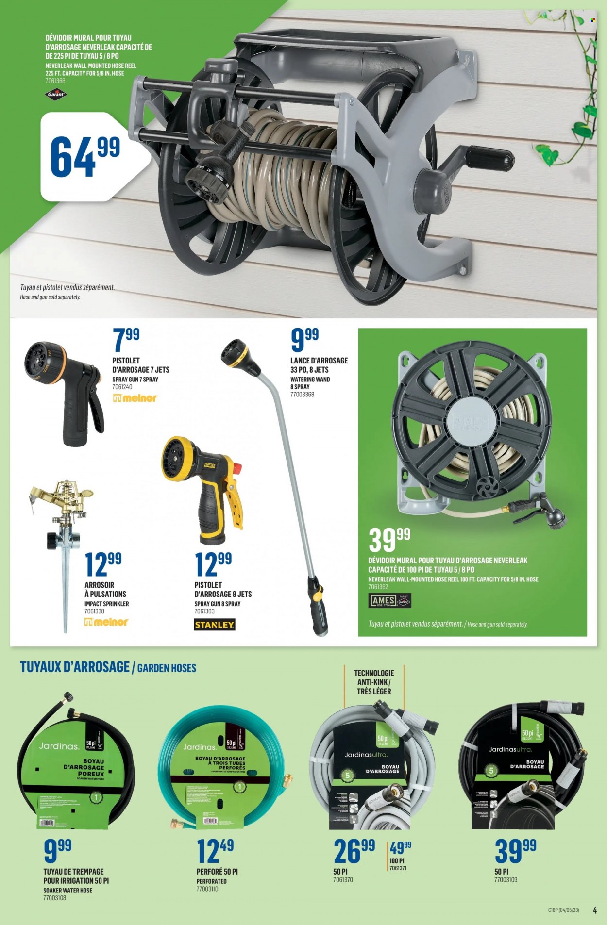 thumbnail - Canac Flyer - May 04, 2023 - May 10, 2023 - Sales products - spray gun, Stanley, hose reel, garden hose. Page 4.