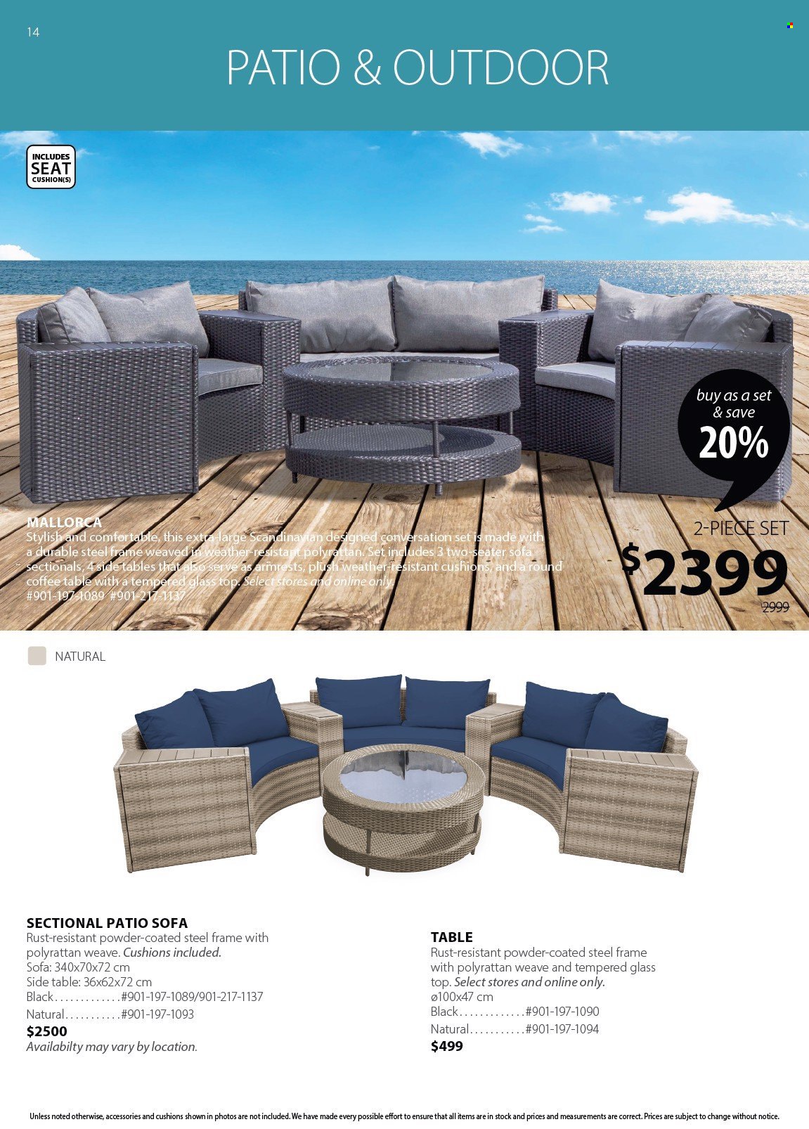 thumbnail - JYSK Flyer - Sales products - cushion, table, sofa, coffee table, sidetable. Page 14.