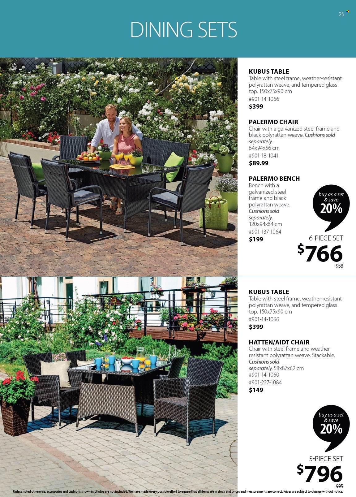 thumbnail - JYSK Flyer - Sales products - cushion, table, chair, bench. Page 25.