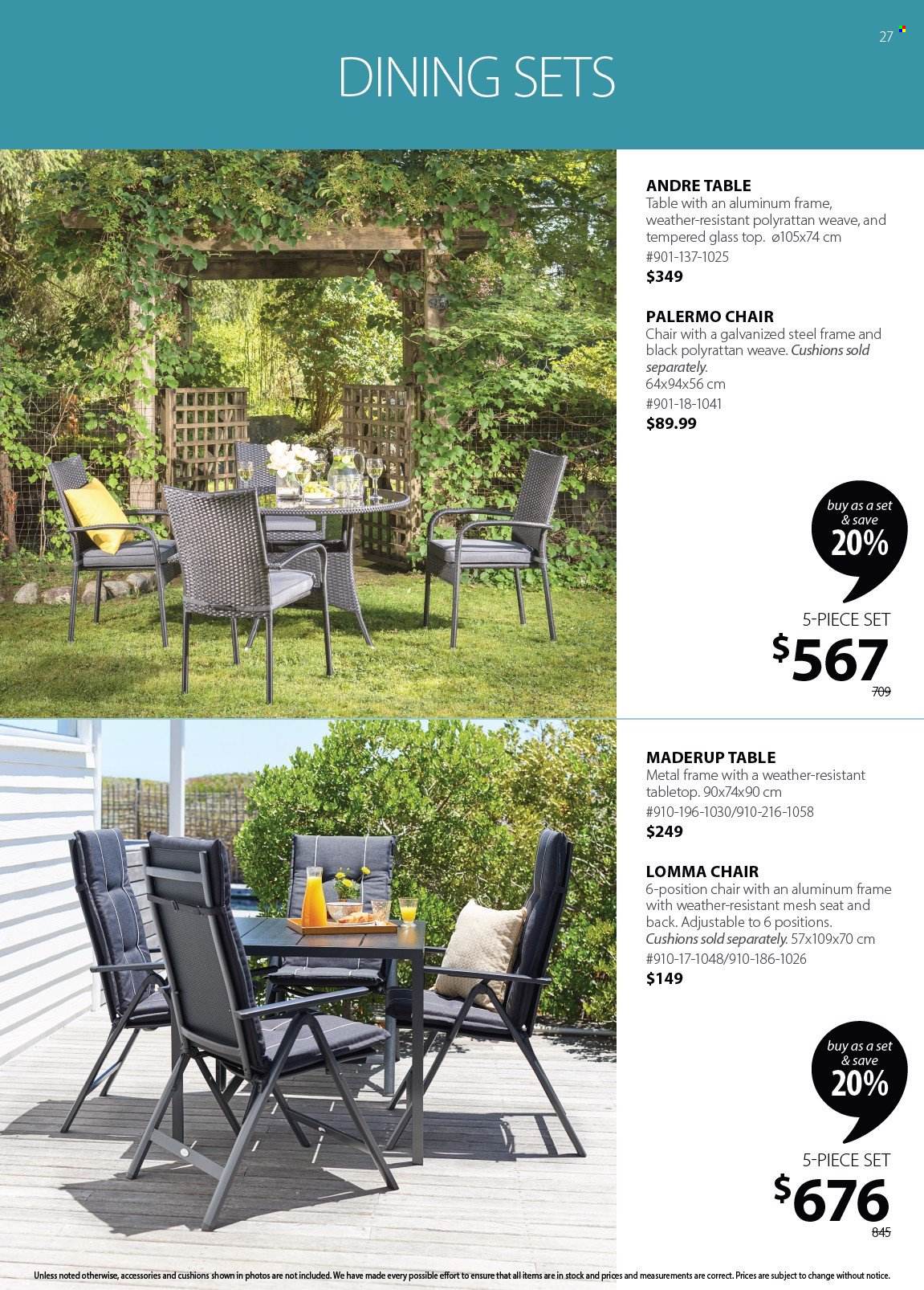 thumbnail - JYSK Flyer - Sales products - cushion, table, chair, metal frame. Page 27.