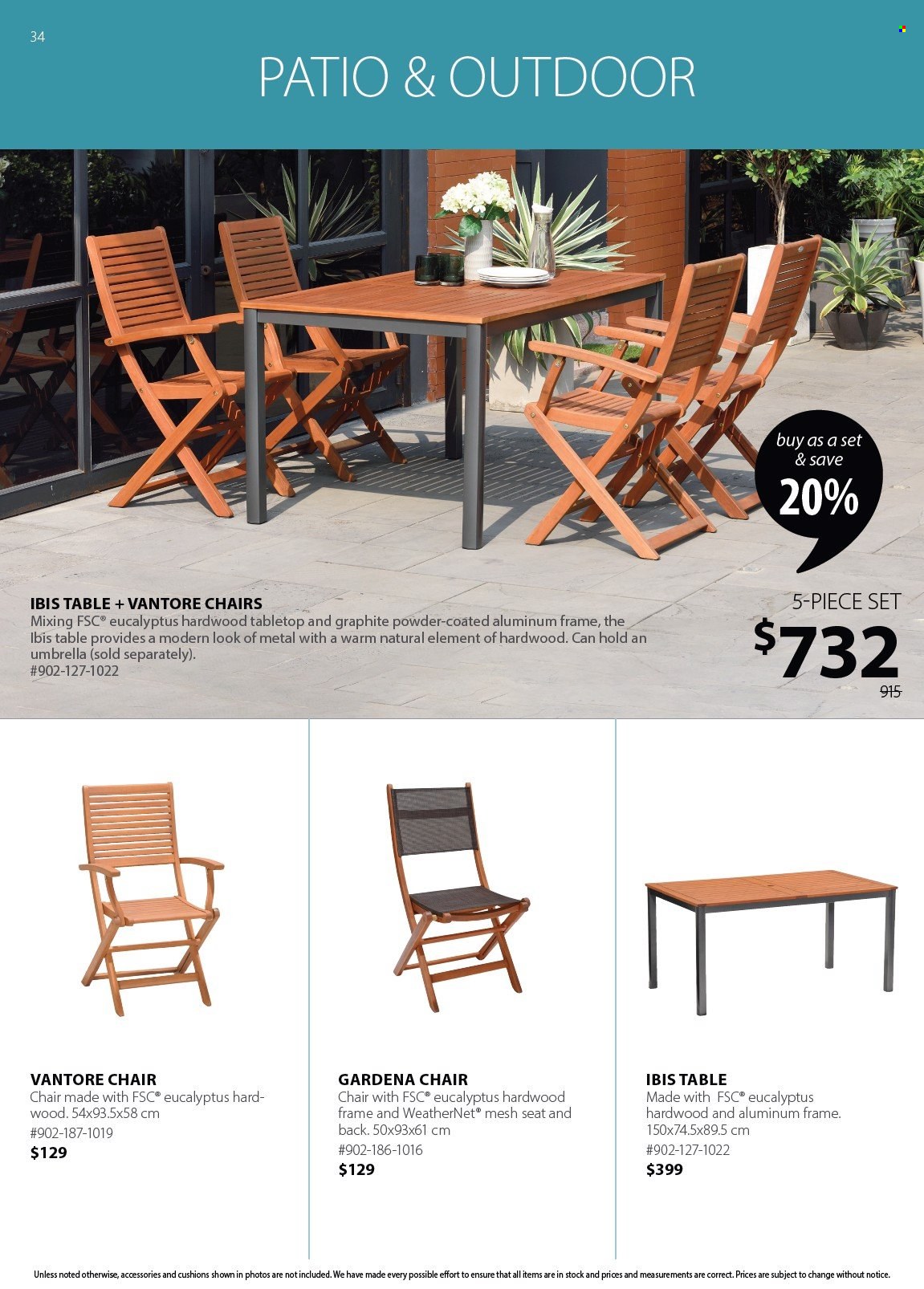 thumbnail - JYSK Flyer - Sales products - cushion, table, chair, umbrella, Gardena. Page 34.