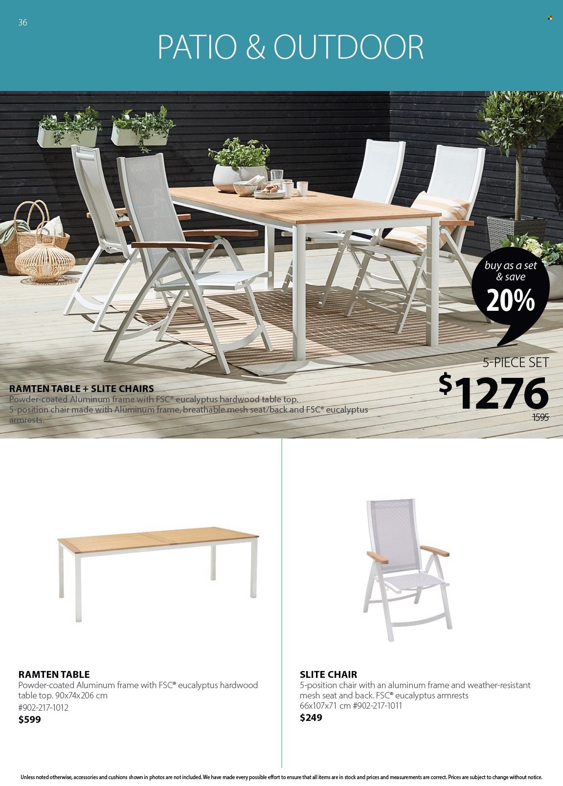 thumbnail - JYSK Flyer - Sales products - cushion, table, chair. Page 36.
