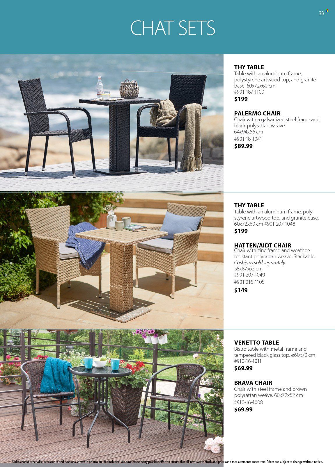 thumbnail - JYSK Flyer - Sales products - cushion, table, chair, coctail table, metal frame. Page 39.