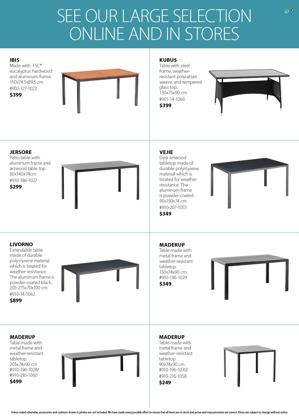thumbnail - JYSK Flyer - Sales products - cushion, extendable table, table, metal frame. Page 47.