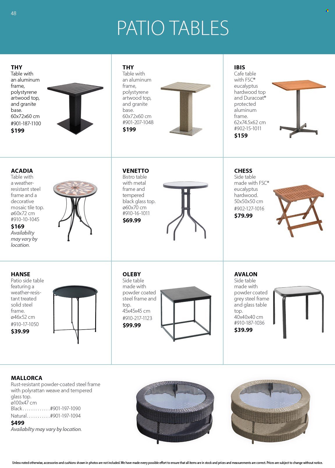 thumbnail - JYSK Flyer - Sales products - cushion, table, coctail table, sidetable, metal frame. Page 48.