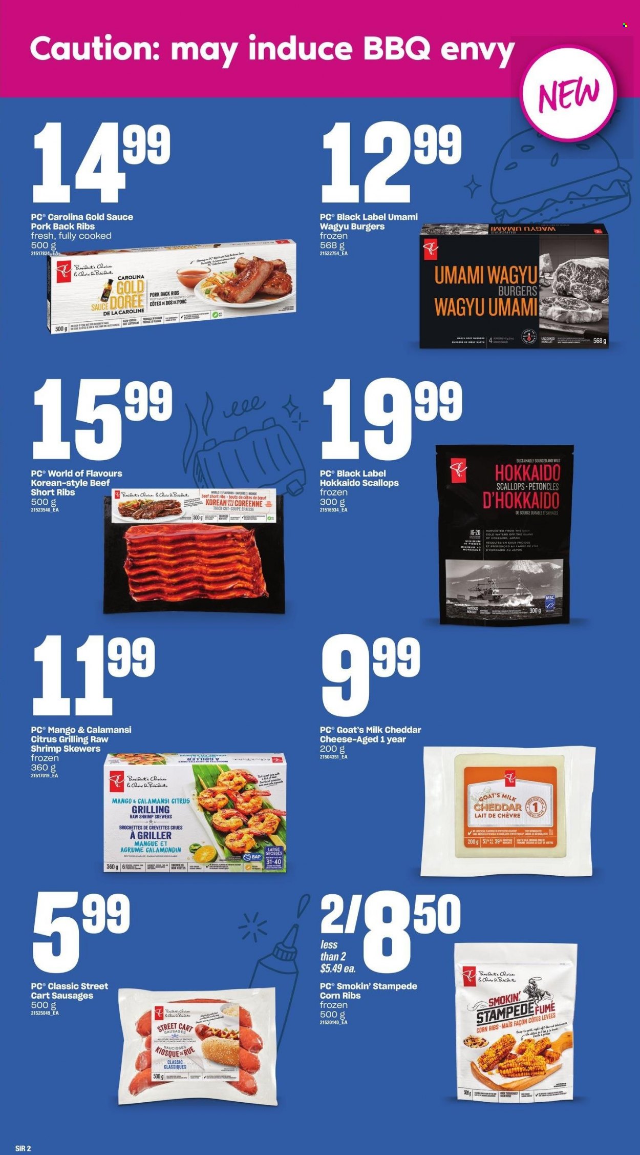 thumbnail - Atlantic Superstore Flyer - May 18, 2023 - July 05, 2023 - Sales products - corn, hokkaido, scallops, shrimps, hamburger, sauce, beef burger, sausage, cheddar, cheese, Président, milk, alcohol, beef ribs, ribs, pork meat, pork ribs, pork back ribs. Page 2.