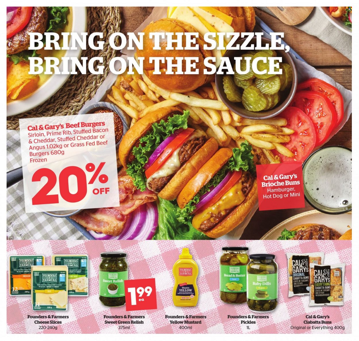 thumbnail - Calgary Co-op Flyer - May 18, 2023 - July 19, 2023 - Sales products - buns, brioche, hot dog, hamburger, beef burger, bacon, sliced cheese, pickles, mustard, ciabatta. Page 2.