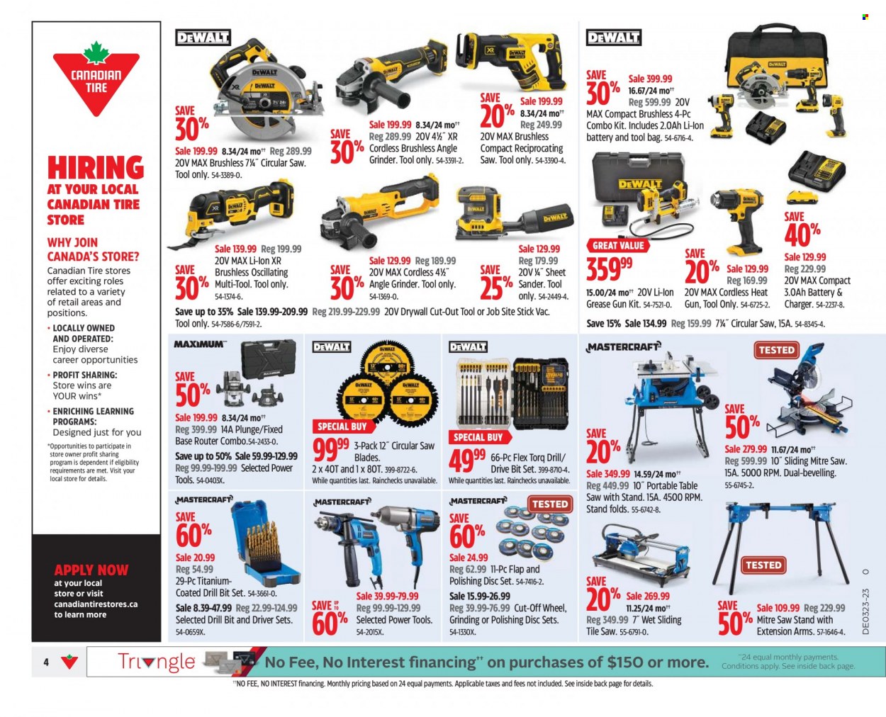 thumbnail - Canadian Tire Flyer - June 02, 2023 - June 08, 2023 - Sales products - bag, router, grinder, table, power tools, drill bit set, circular saw blade, angle grinder, reciprocating saw, table saw, combo kit, heat gun, multi-tool, saw stand. Page 6.