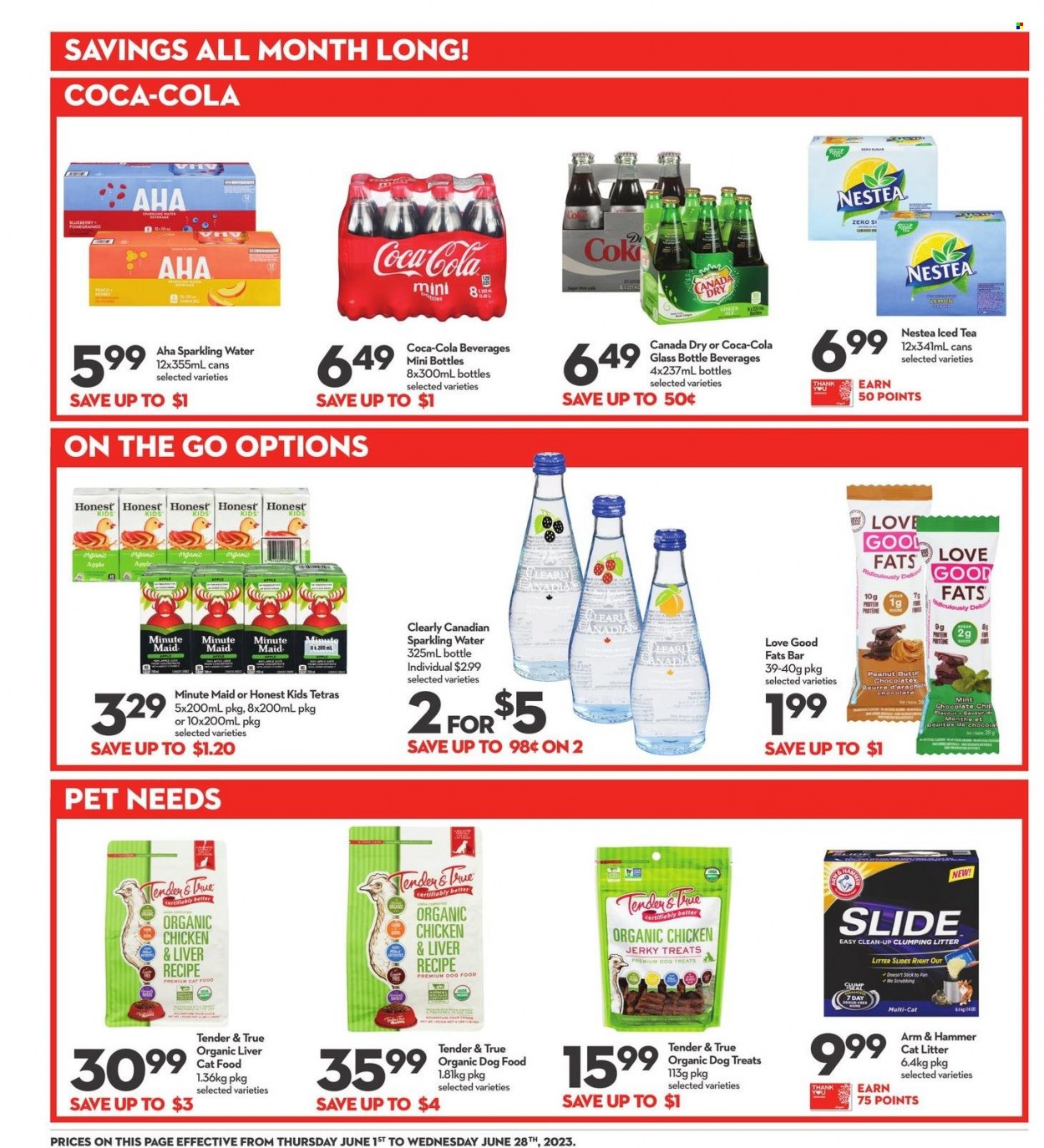 thumbnail - Longo's Flyer - June 01, 2023 - June 14, 2023 - Sales products - pomegranate, jerky, ARM & HAMMER, Canada Dry, Coca-Cola, ice tea, soft drink, fruit punch, sparkling water, water. Page 23.