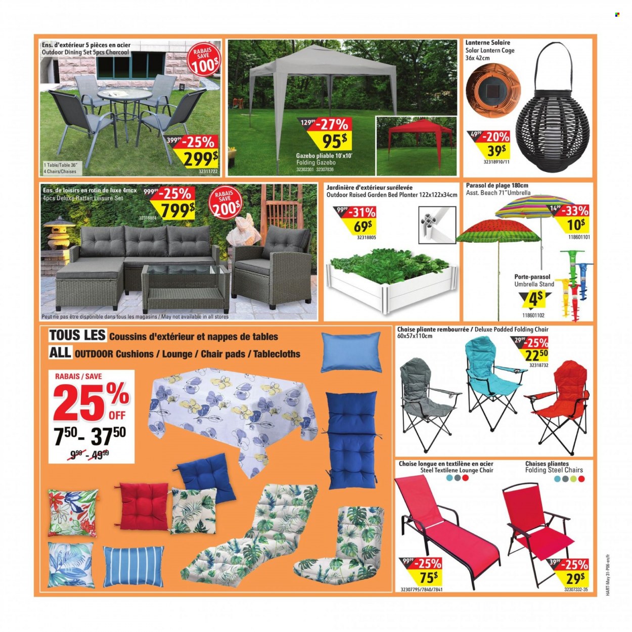 thumbnail - Hart Stores Flyer - May 31, 2023 - June 13, 2023 - Sales products - chair, chair pad, tablecloth, cushion, dining set, table, chaise longue, lounge, folding chair, lantern, umbrella, sun shade, plant pot, garden bed. Page 6.