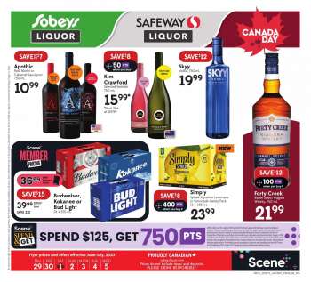 Circulaire Sobeys Liquor - 29 Juin 2023 - 05 Juillet 2023.
